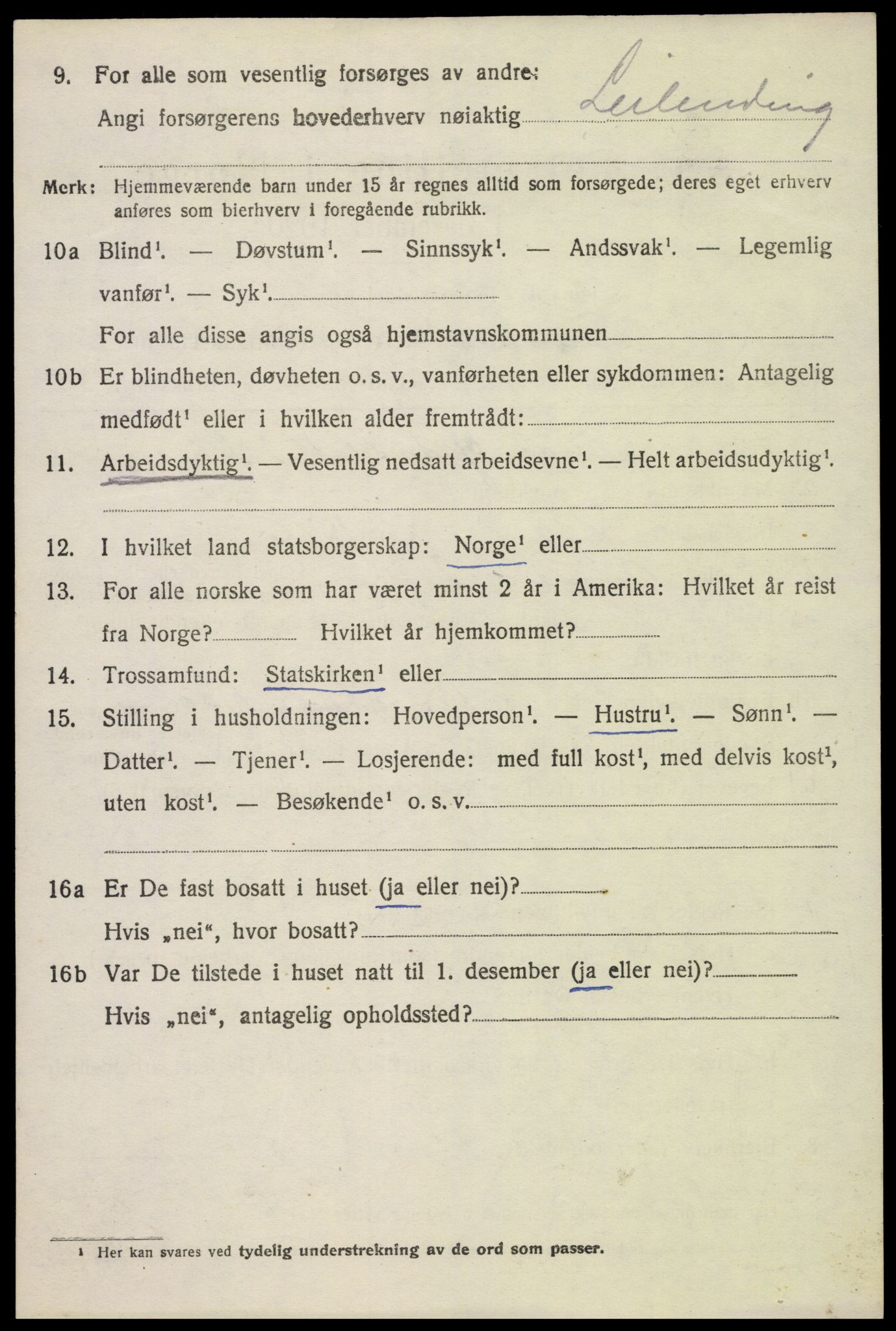 SAK, 1920 census for Tovdal, 1920, p. 150