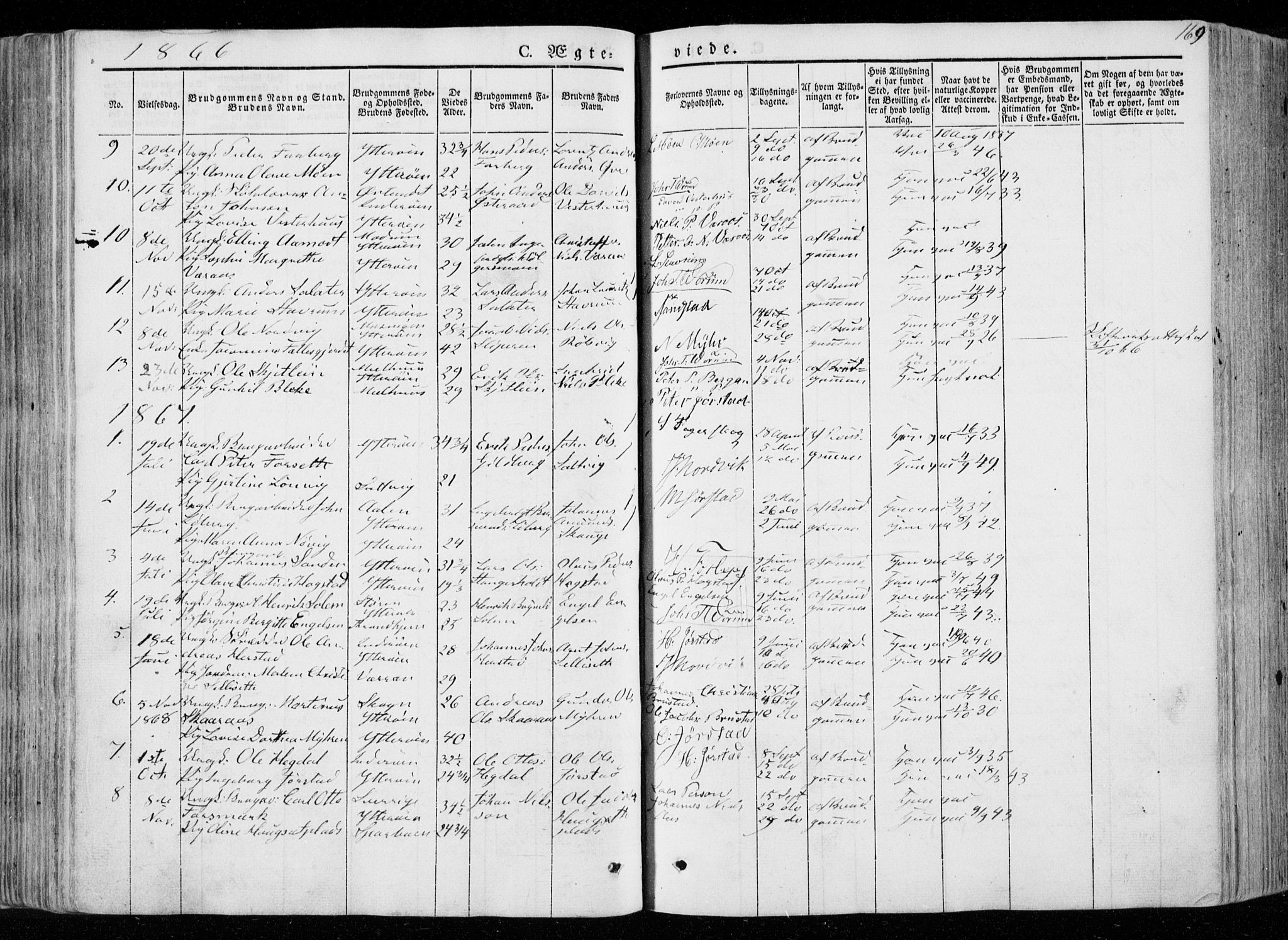 Ministerialprotokoller, klokkerbøker og fødselsregistre - Nord-Trøndelag, AV/SAT-A-1458/722/L0218: Parish register (official) no. 722A05, 1843-1868, p. 169