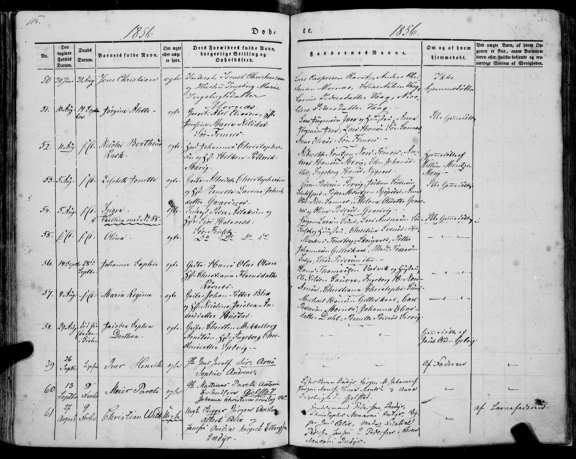 Ministerialprotokoller, klokkerbøker og fødselsregistre - Nordland, AV/SAT-A-1459/805/L0097: Parish register (official) no. 805A04, 1837-1861, p. 115