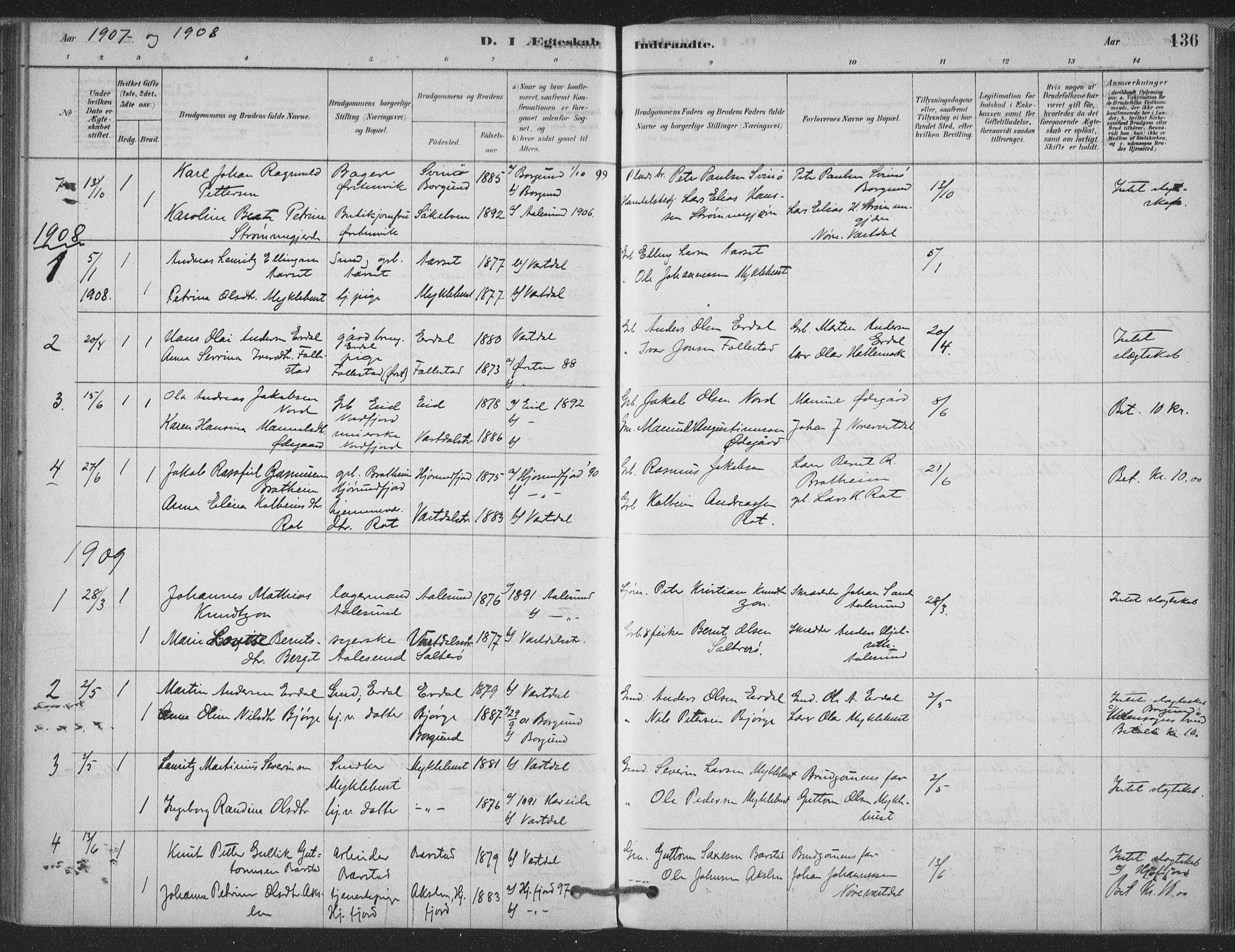 Ministerialprotokoller, klokkerbøker og fødselsregistre - Møre og Romsdal, AV/SAT-A-1454/514/L0199: Parish register (official) no. 514A01, 1878-1912, p. 136