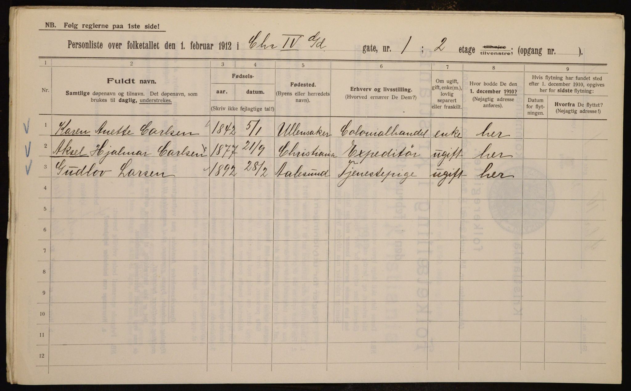 OBA, Municipal Census 1912 for Kristiania, 1912, p. 54379