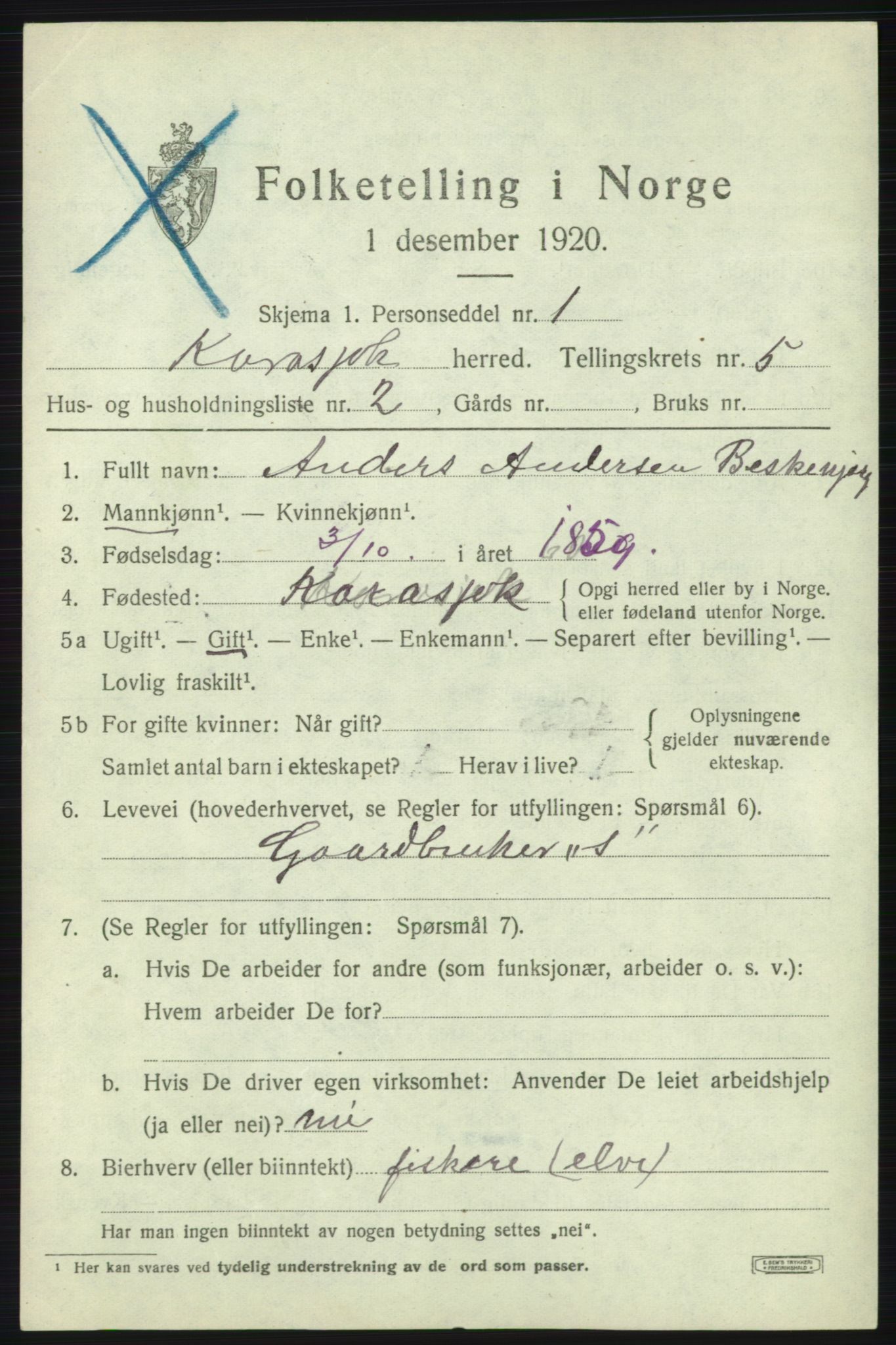 SATØ, 1920 census for Karasjok, 1920, p. 1790