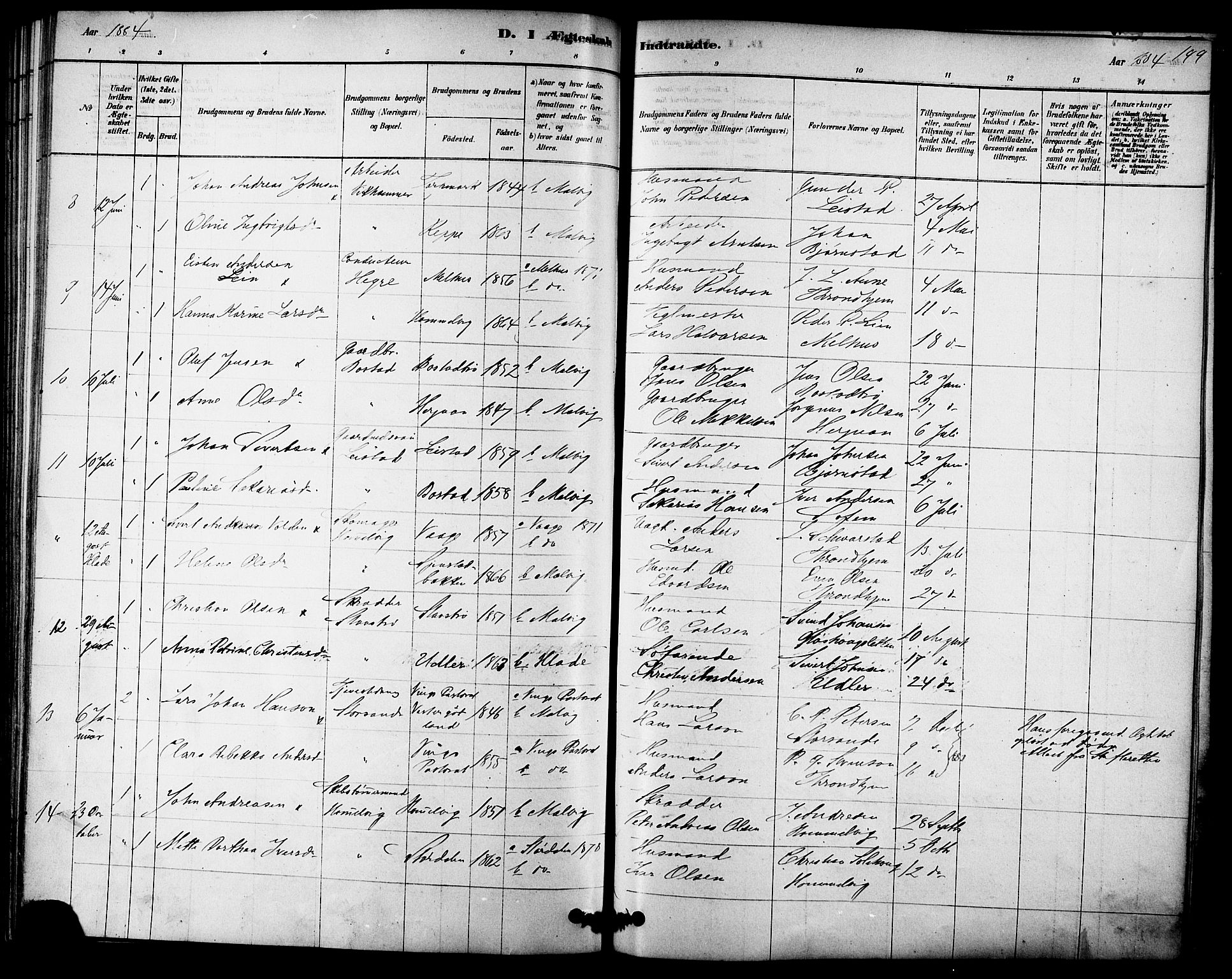 Ministerialprotokoller, klokkerbøker og fødselsregistre - Sør-Trøndelag, AV/SAT-A-1456/616/L0410: Parish register (official) no. 616A07, 1878-1893, p. 199