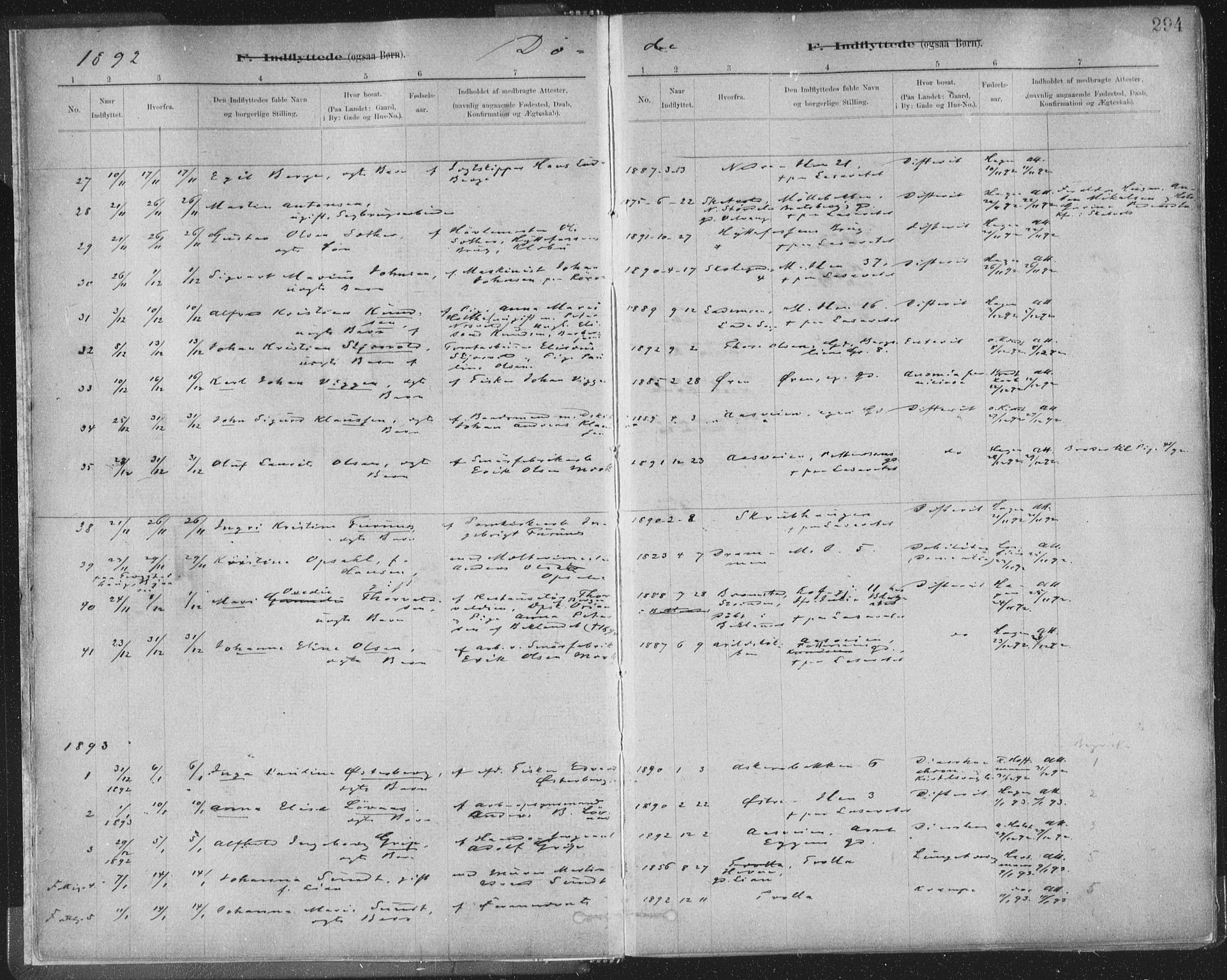 Ministerialprotokoller, klokkerbøker og fødselsregistre - Sør-Trøndelag, SAT/A-1456/603/L0163: Parish register (official) no. 603A02, 1879-1895, p. 294