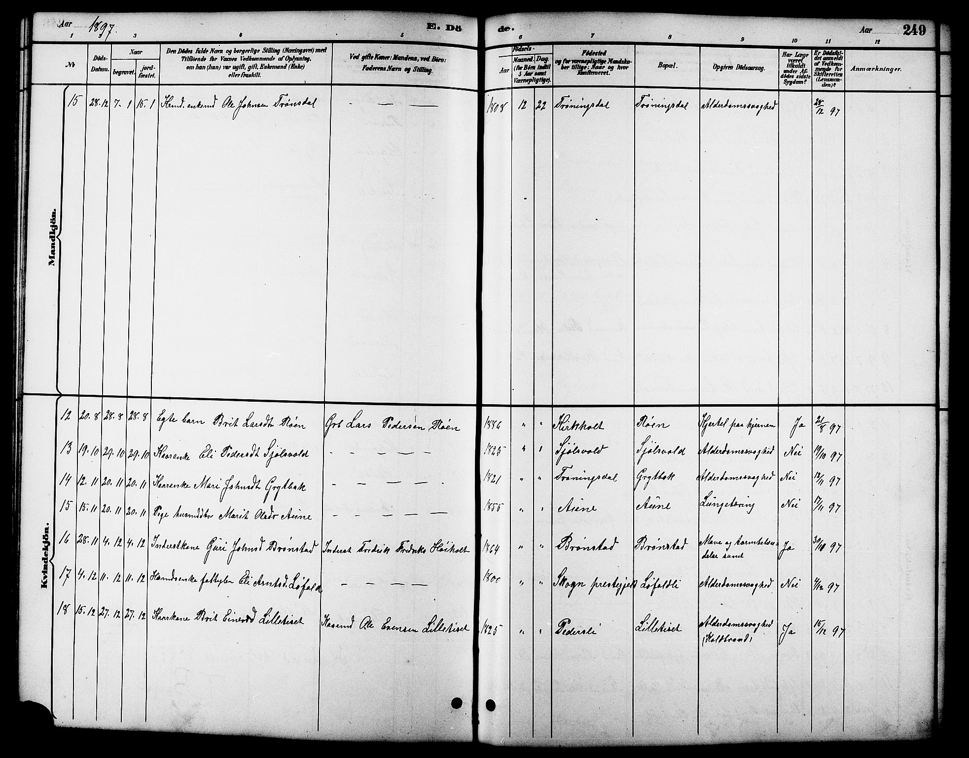 Ministerialprotokoller, klokkerbøker og fødselsregistre - Møre og Romsdal, AV/SAT-A-1454/598/L1078: Parish register (copy) no. 598C03, 1892-1909, p. 249