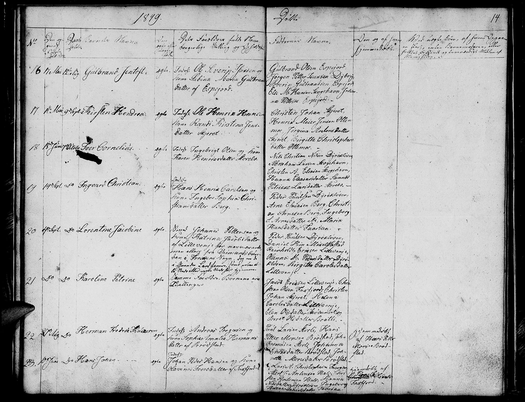 Tranøy sokneprestkontor, AV/SATØ-S-1313/I/Ia/Iab/L0011klokker: Parish register (copy) no. 11, 1845-1859, p. 14