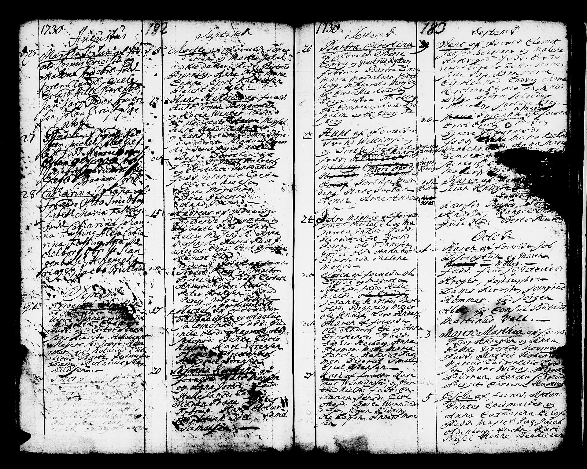 Domkirken sokneprestembete, AV/SAB-A-74801/H/Haa/L0001: Parish register (official) no. A 1, 1719-1732, p. 182-183