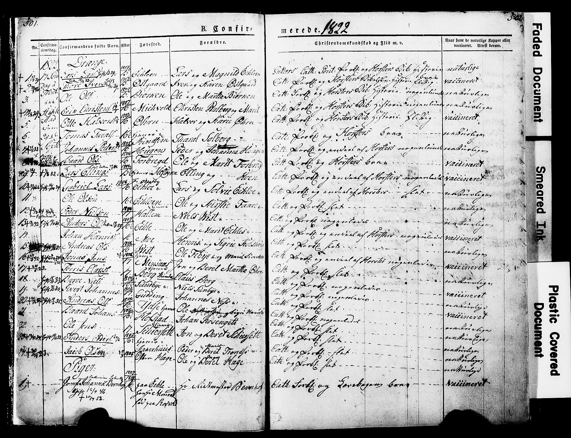 Ministerialprotokoller, klokkerbøker og fødselsregistre - Nord-Trøndelag, SAT/A-1458/723/L0243: Parish register (official) no. 723A12, 1822-1851, p. 501-502