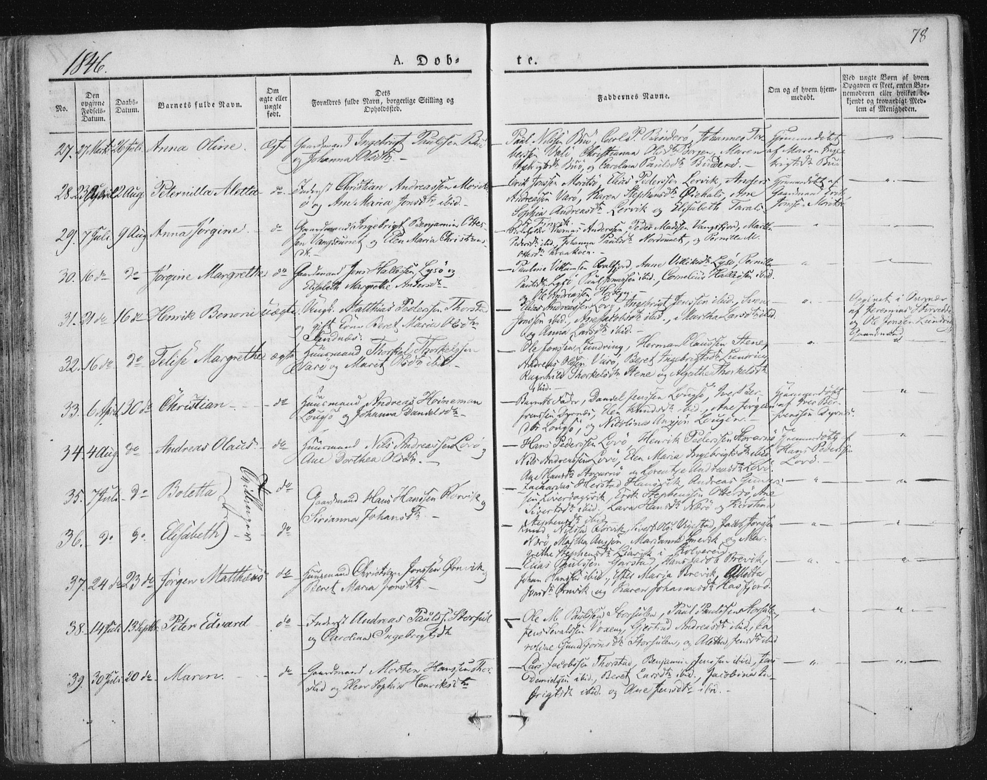 Ministerialprotokoller, klokkerbøker og fødselsregistre - Nord-Trøndelag, AV/SAT-A-1458/784/L0669: Parish register (official) no. 784A04, 1829-1859, p. 78