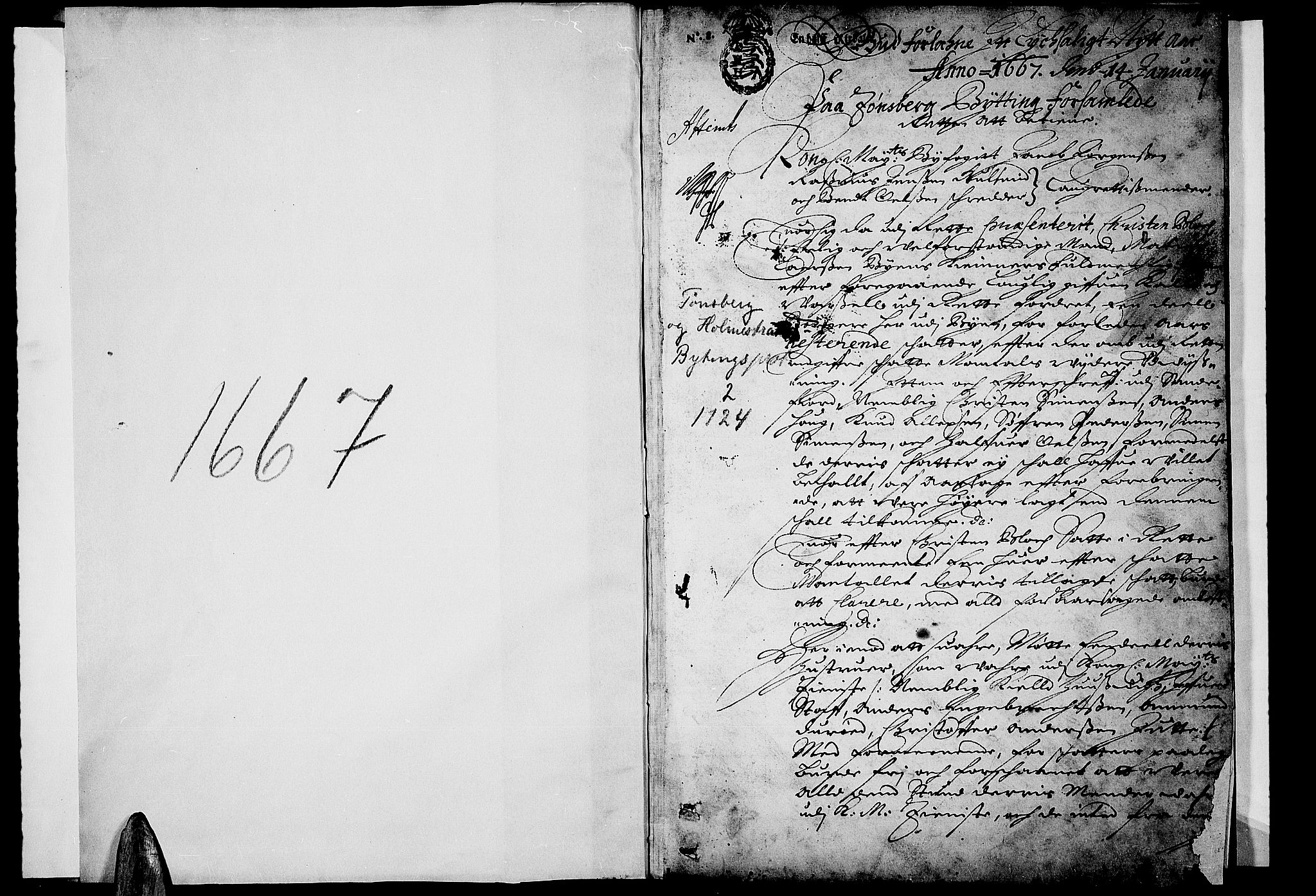 Tønsberg byfogd, SAKO/A-224/F/Fa/L0002: Tingbok, 1667, p. 1