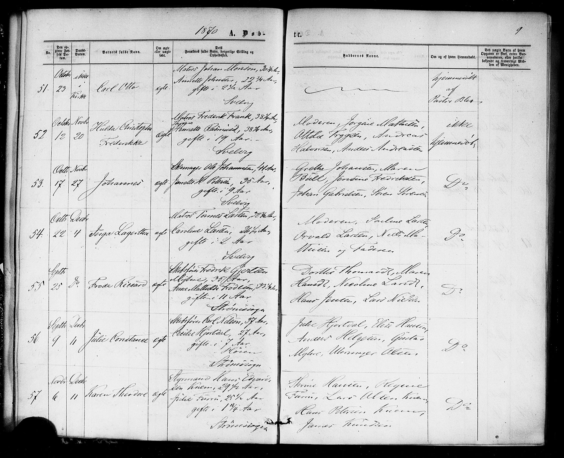 Strømm kirkebøker, AV/SAKO-A-322/F/Fa/L0002: Parish register (official) no. I 2, 1870-1877, p. 9
