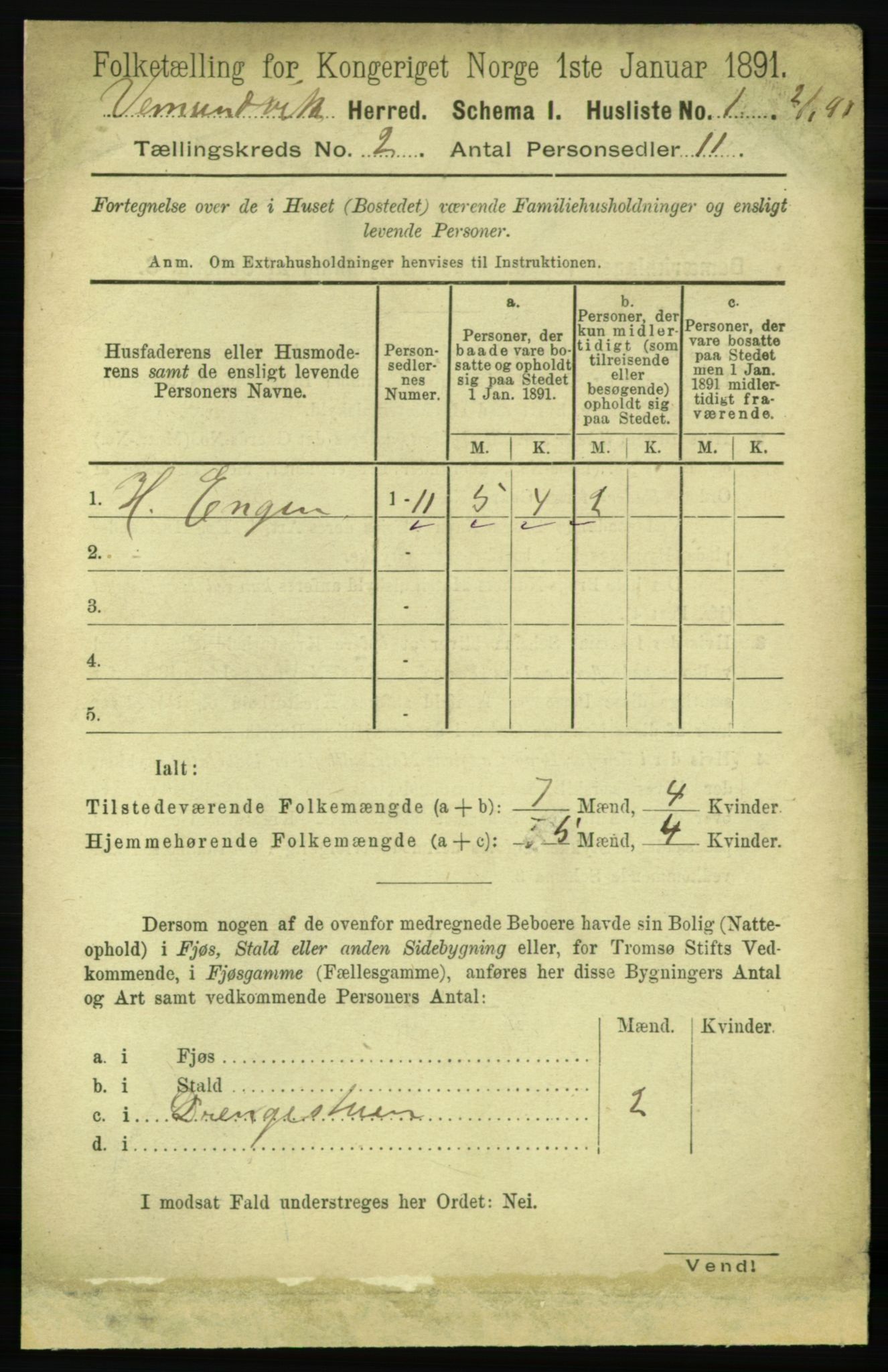 RA, 1891 census for 1745 Vemundvik, 1891, p. 505