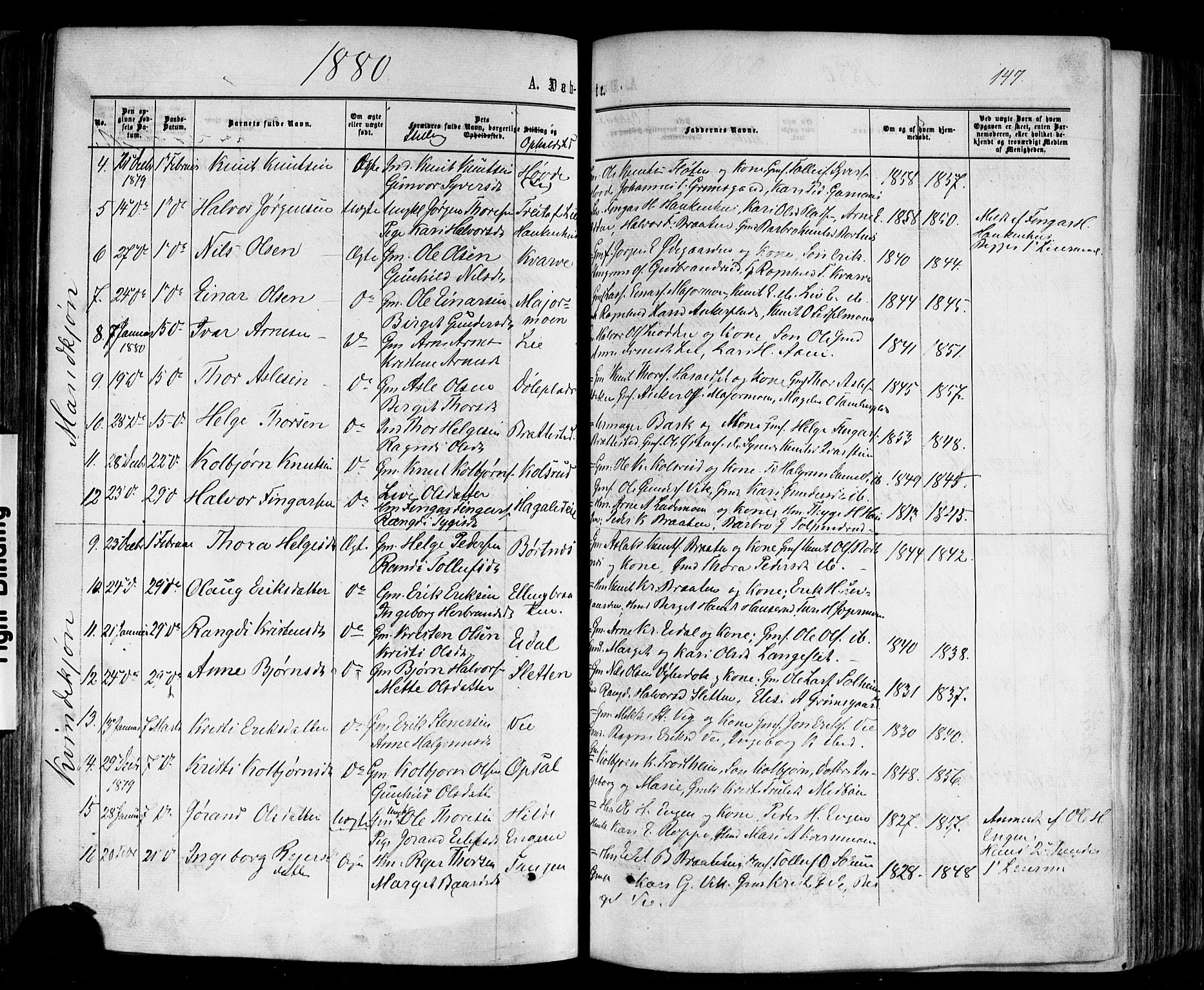 Nes kirkebøker, AV/SAKO-A-236/F/Fa/L0010: Parish register (official) no. 10, 1864-1880, p. 147