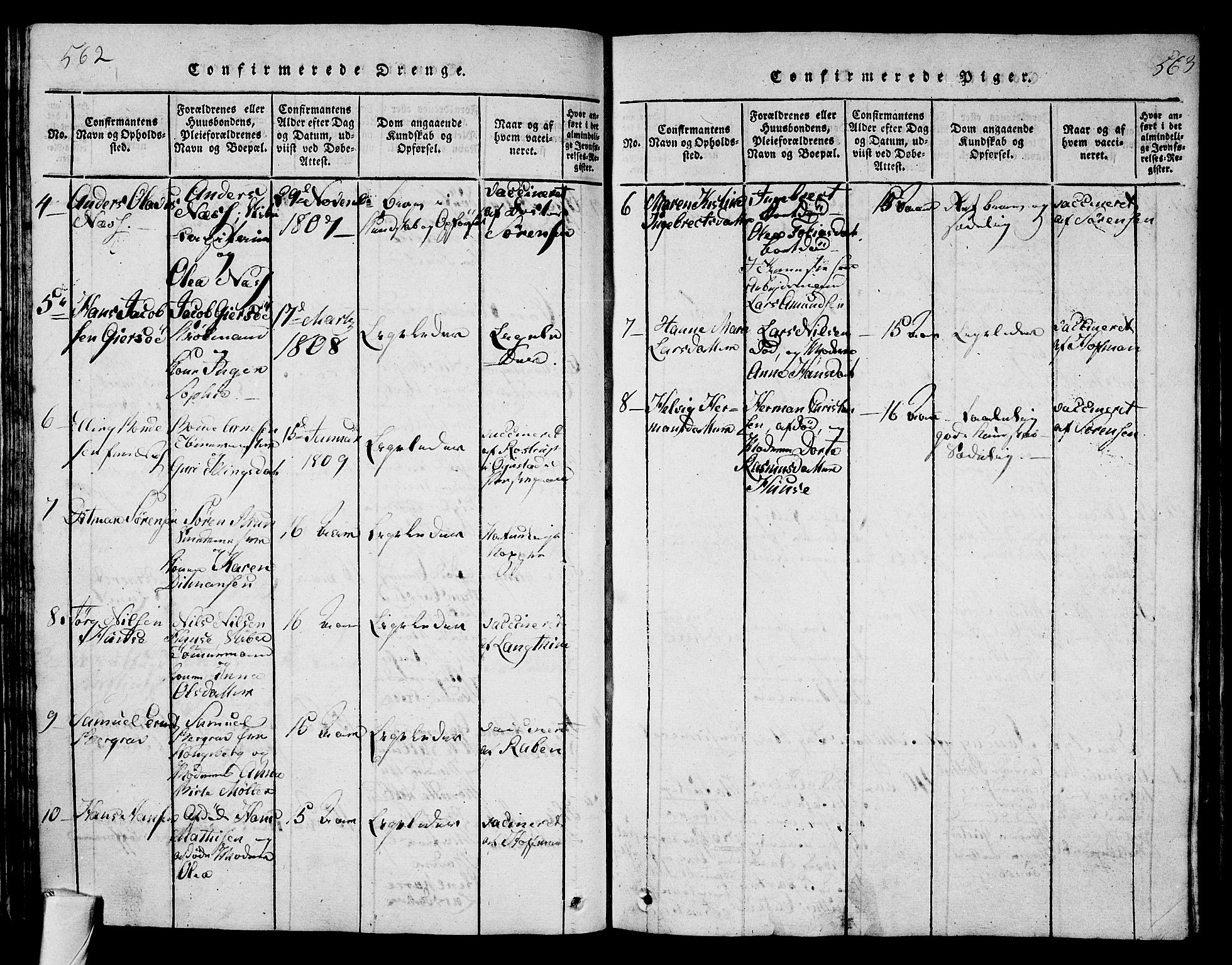 Tønsberg kirkebøker, AV/SAKO-A-330/F/Fa/L0004: Parish register (official) no. I 4, 1813-1826, p. 562-563