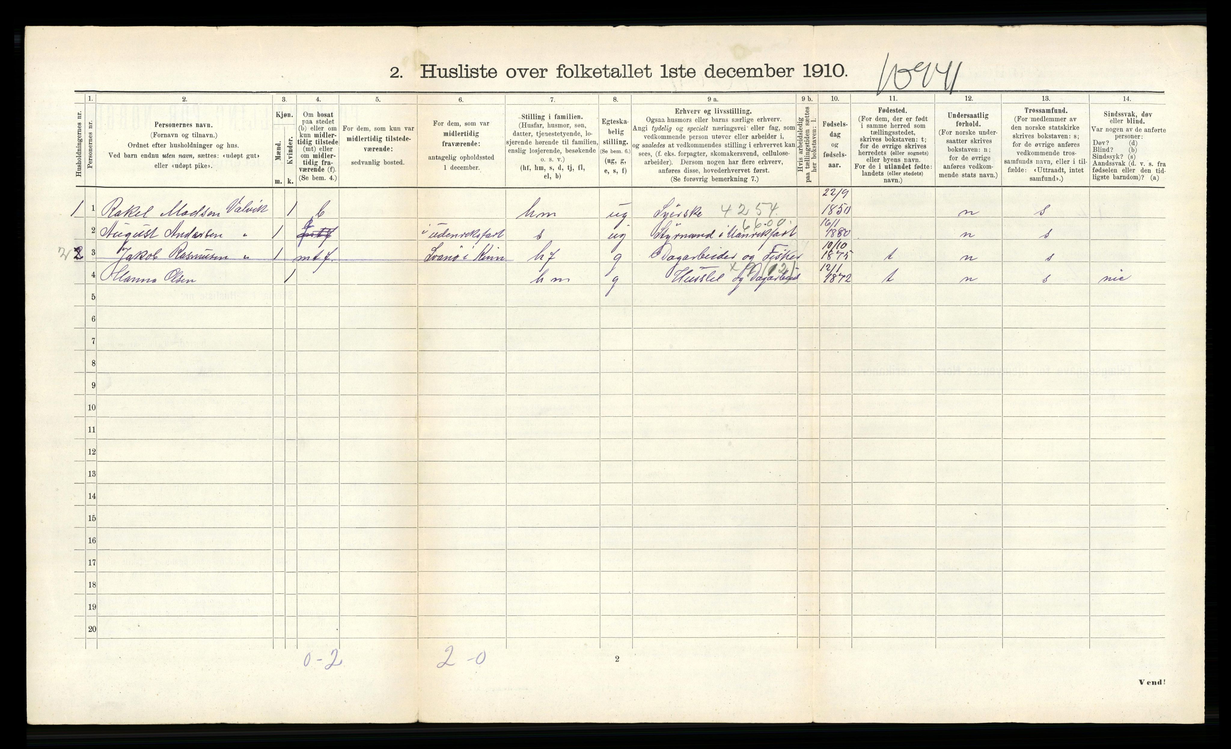 RA, 1910 census for Kinn, 1910, p. 885