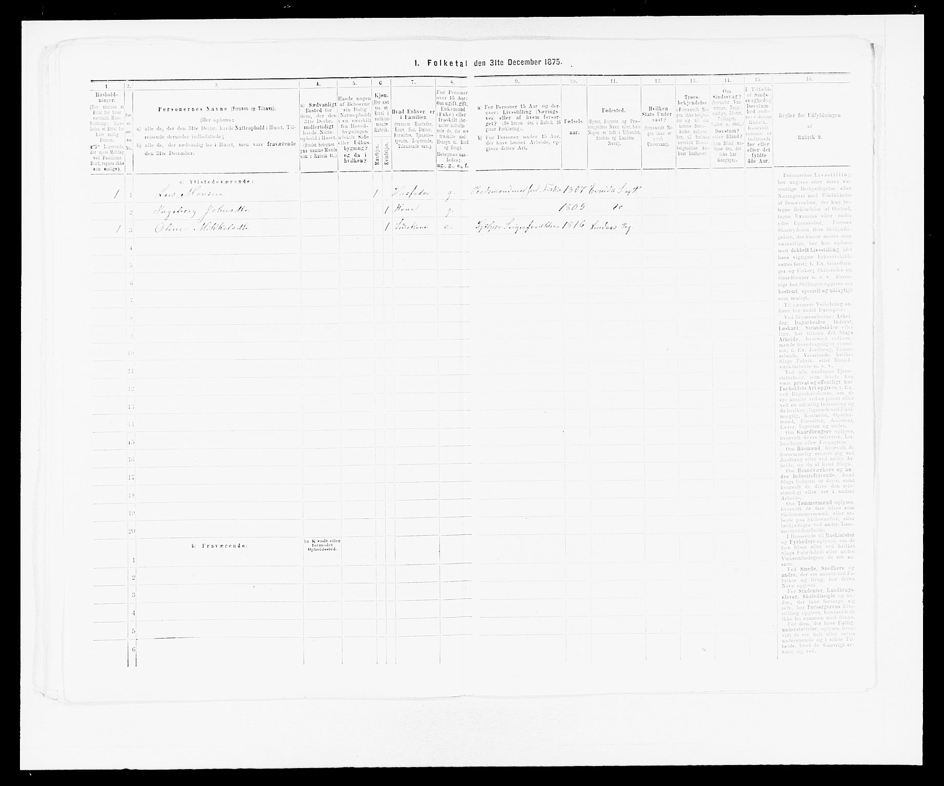 SAB, 1875 census for 1411P Eivindvik, 1875, p. 852