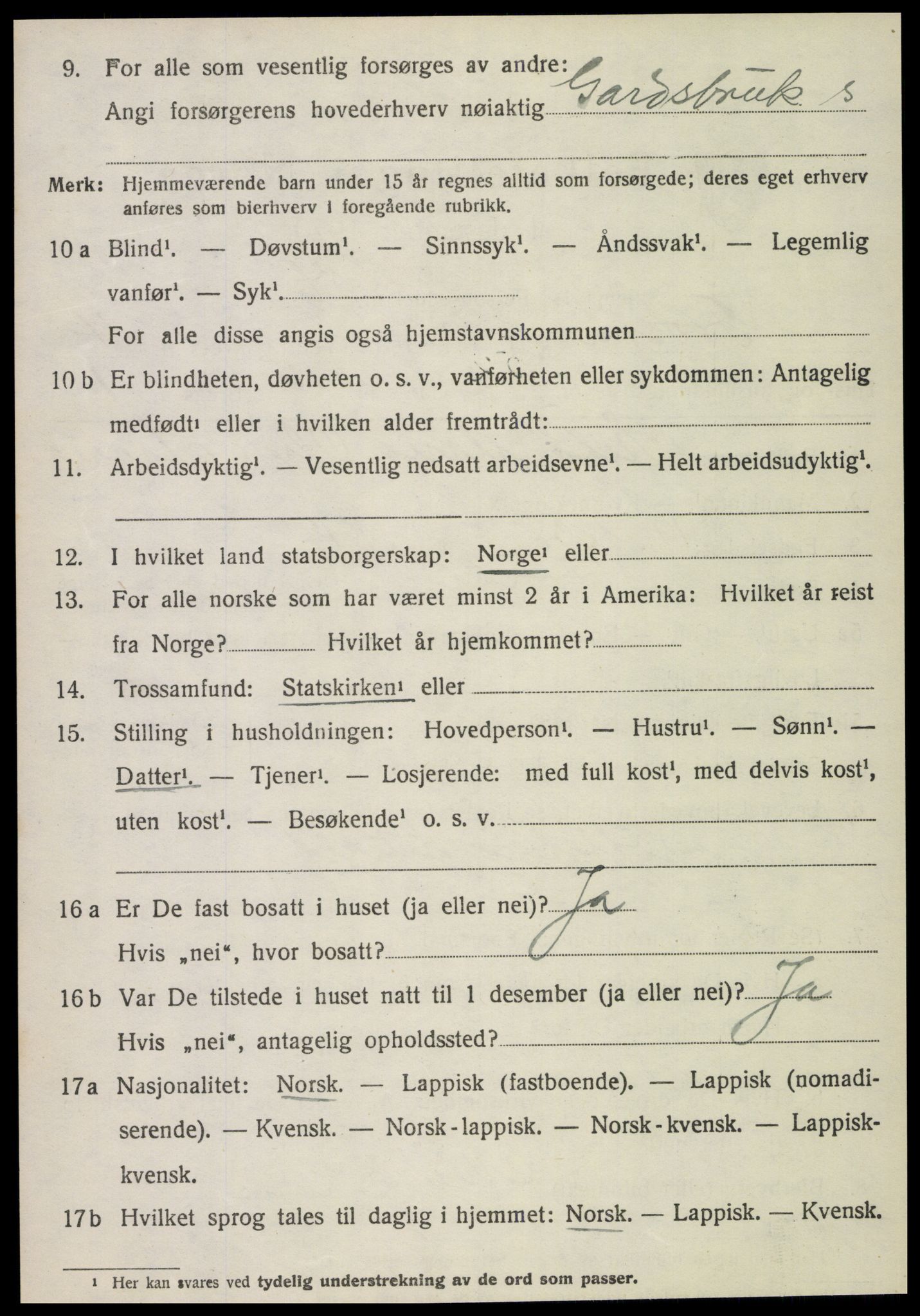 SAT, 1920 census for Frosta, 1920, p. 5297