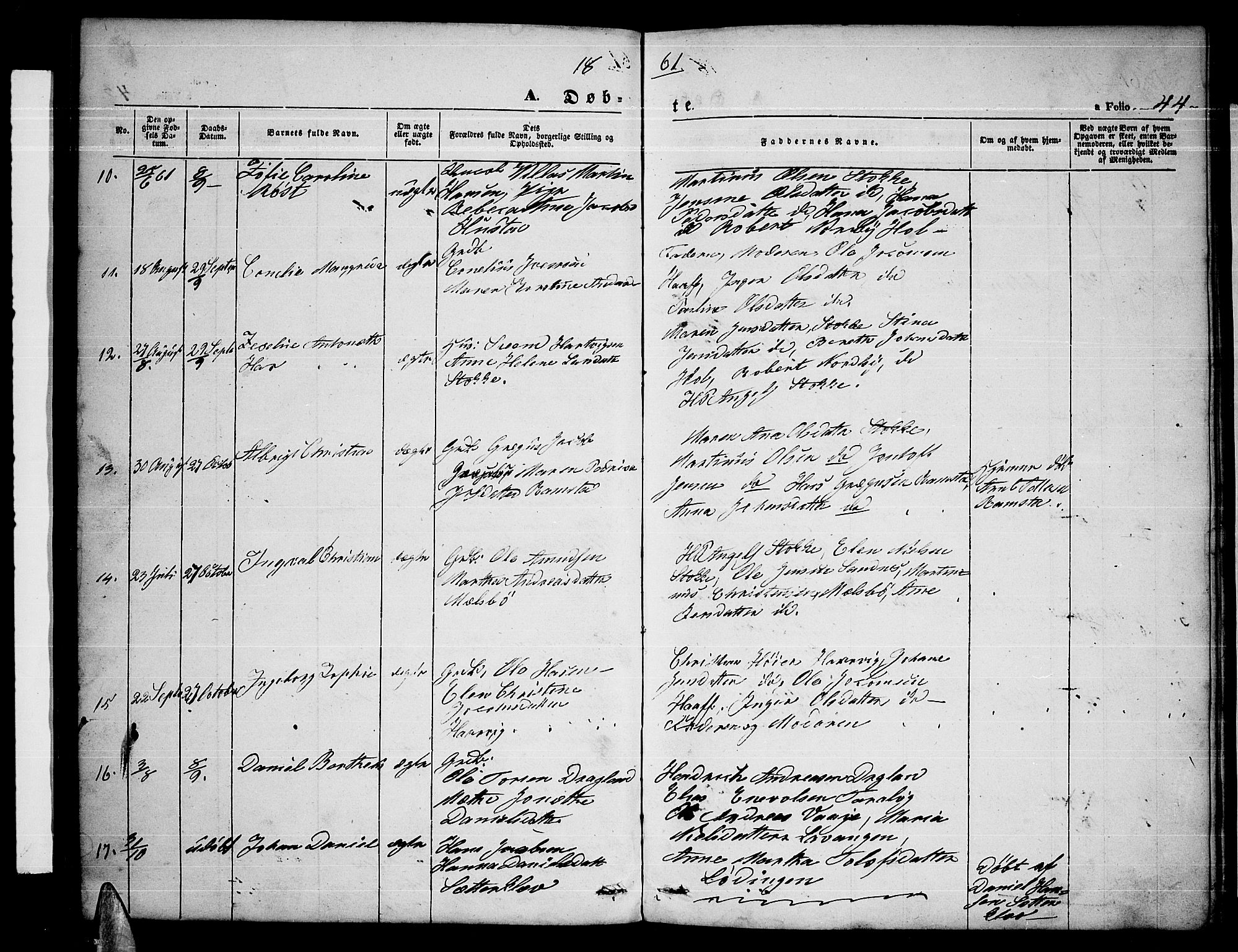 Ministerialprotokoller, klokkerbøker og fødselsregistre - Nordland, SAT/A-1459/865/L0929: Parish register (copy) no. 865C01, 1840-1866, p. 44