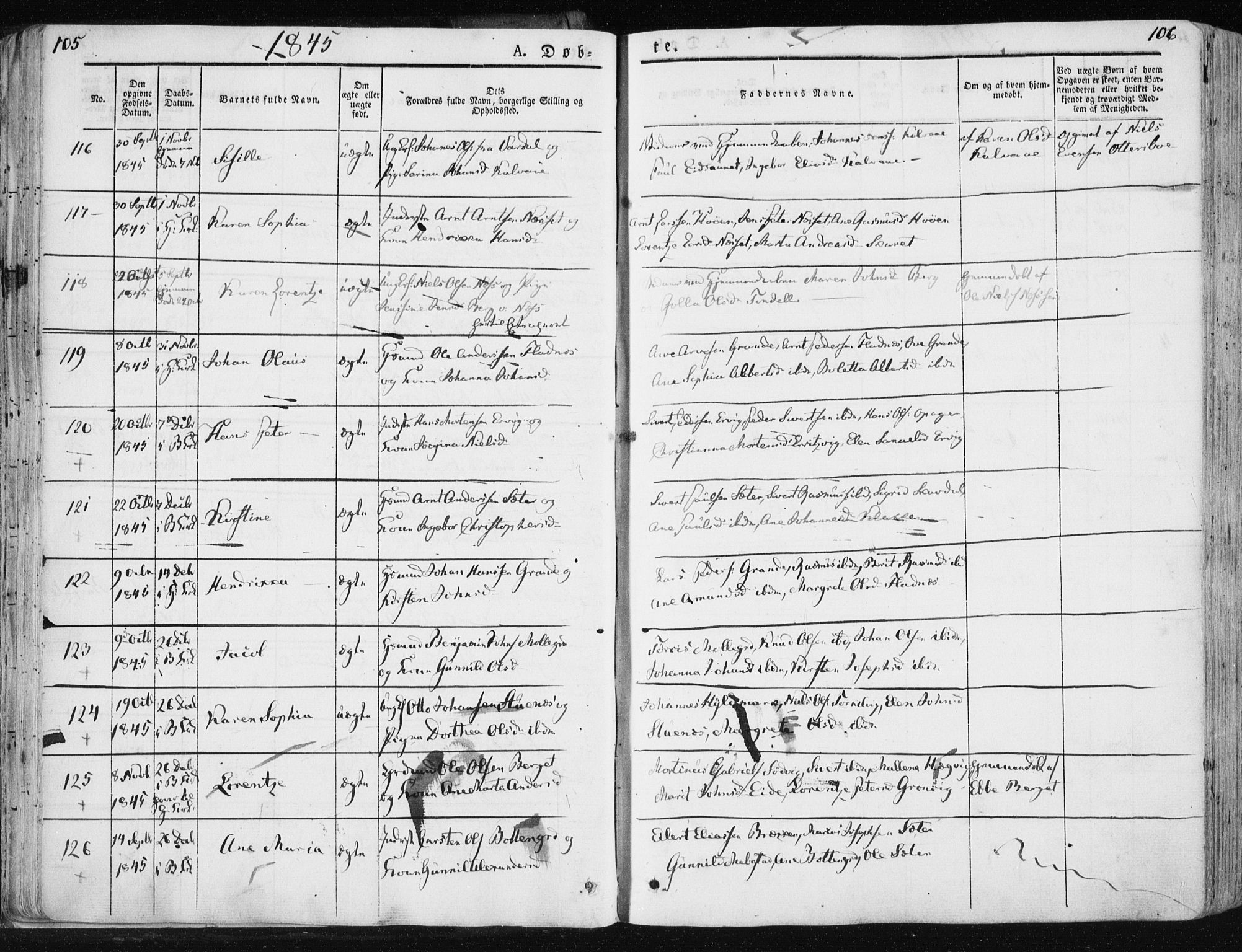Ministerialprotokoller, klokkerbøker og fødselsregistre - Sør-Trøndelag, SAT/A-1456/659/L0736: Parish register (official) no. 659A06, 1842-1856, p. 105-106