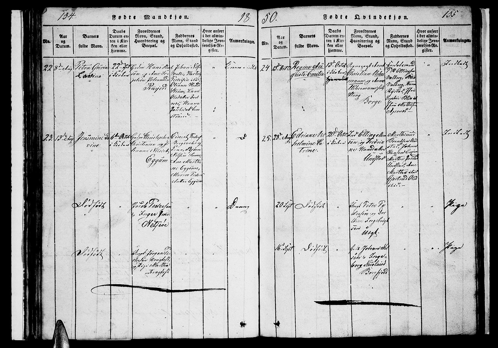 Ministerialprotokoller, klokkerbøker og fødselsregistre - Nordland, AV/SAT-A-1459/880/L1139: Parish register (copy) no. 880C01, 1836-1857, p. 134-135