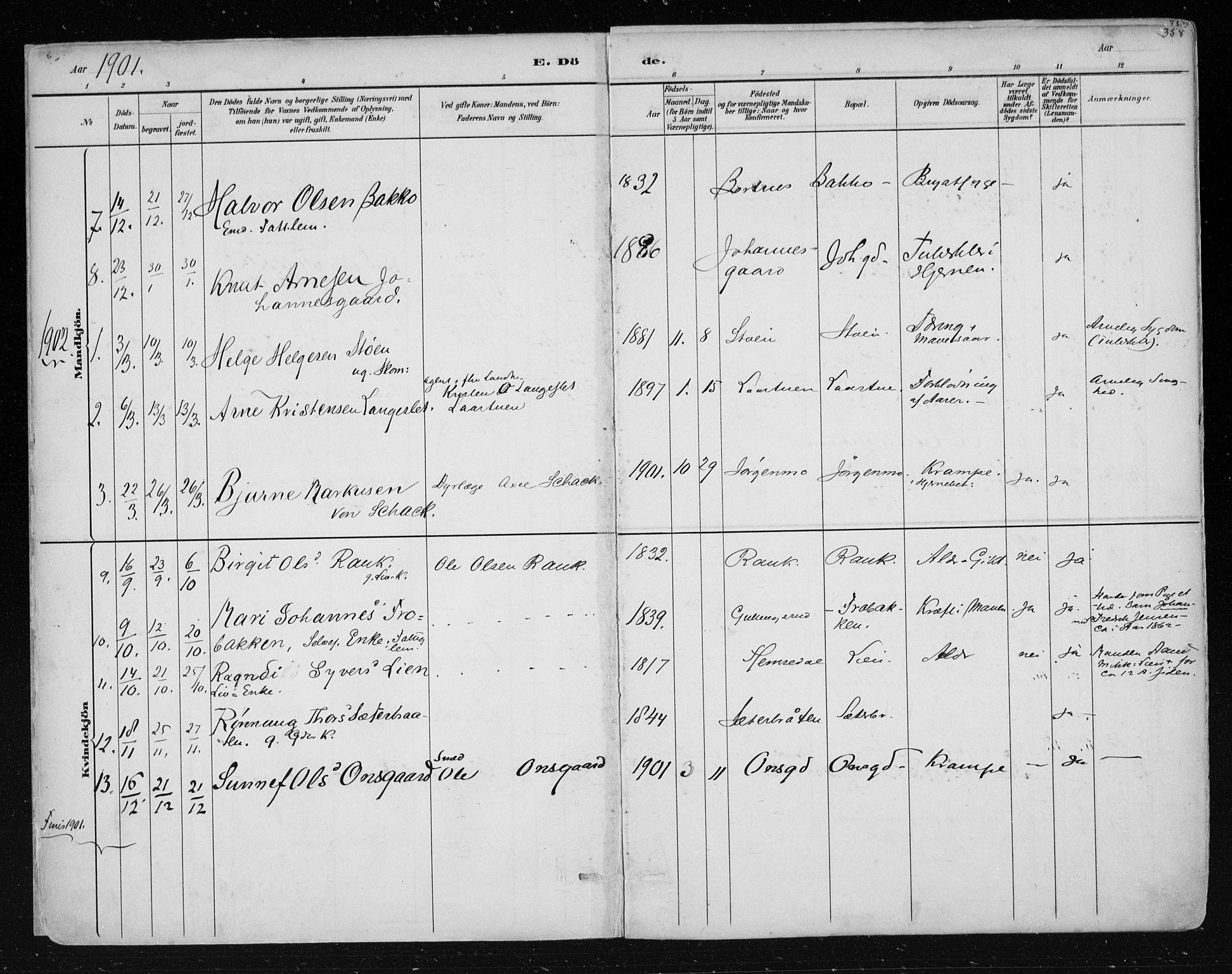 Nes kirkebøker, SAKO/A-236/F/Fa/L0011: Parish register (official) no. 11, 1881-1912, p. 358