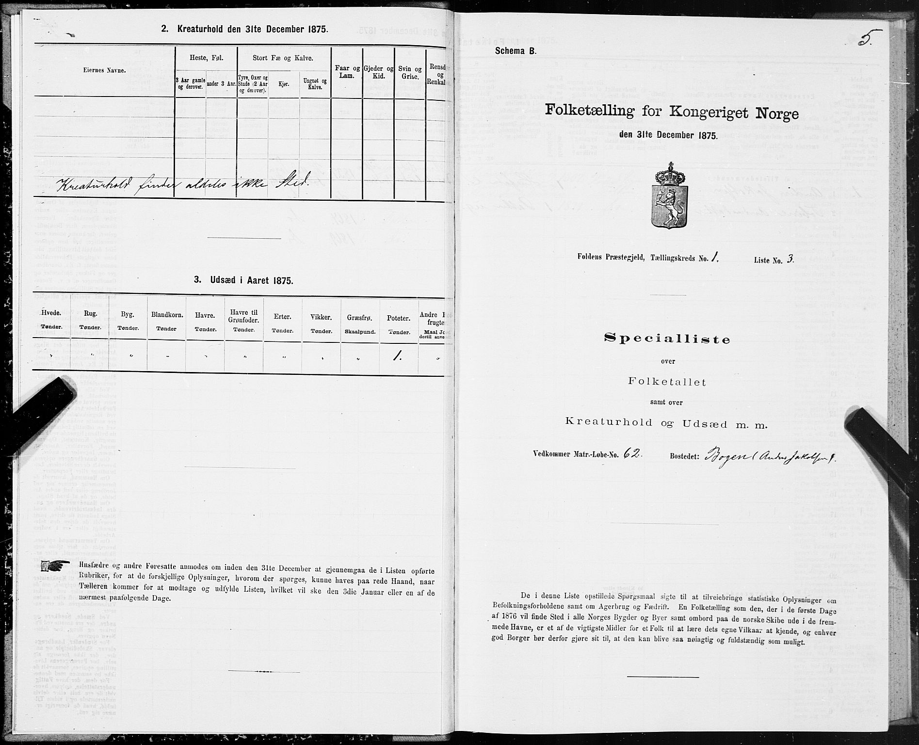 SAT, 1875 census for 1845P Folda, 1875, p. 1005