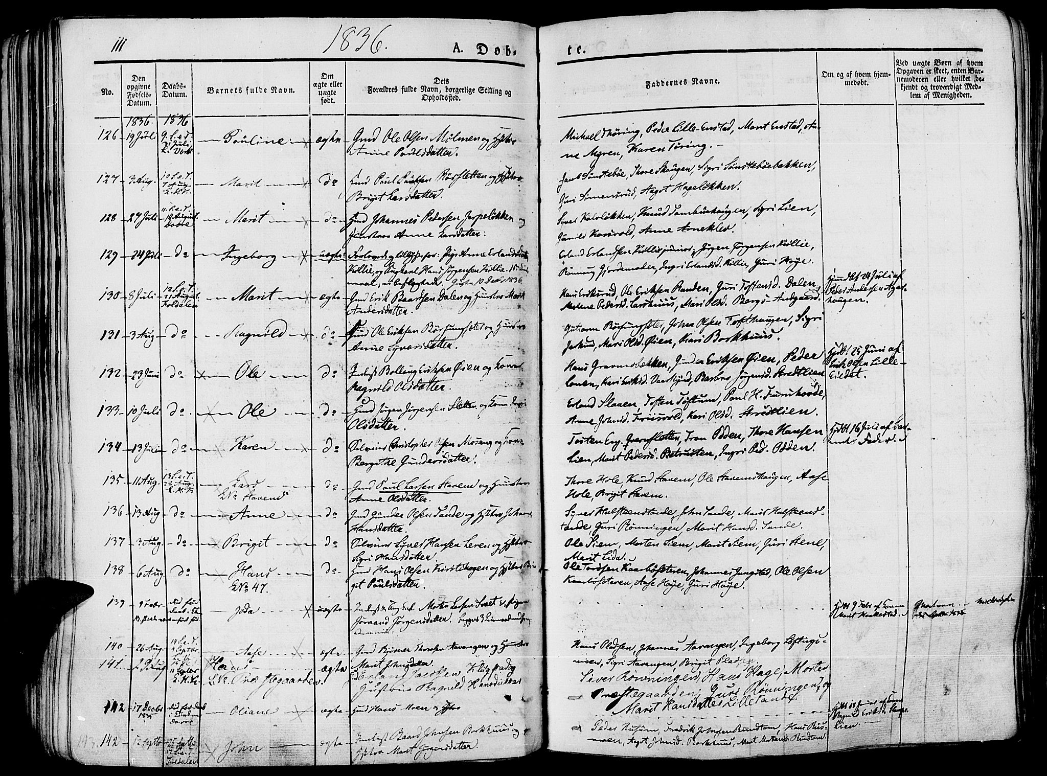 Lesja prestekontor, AV/SAH-PREST-068/H/Ha/Haa/L0005: Parish register (official) no. 5, 1830-1842, p. 111