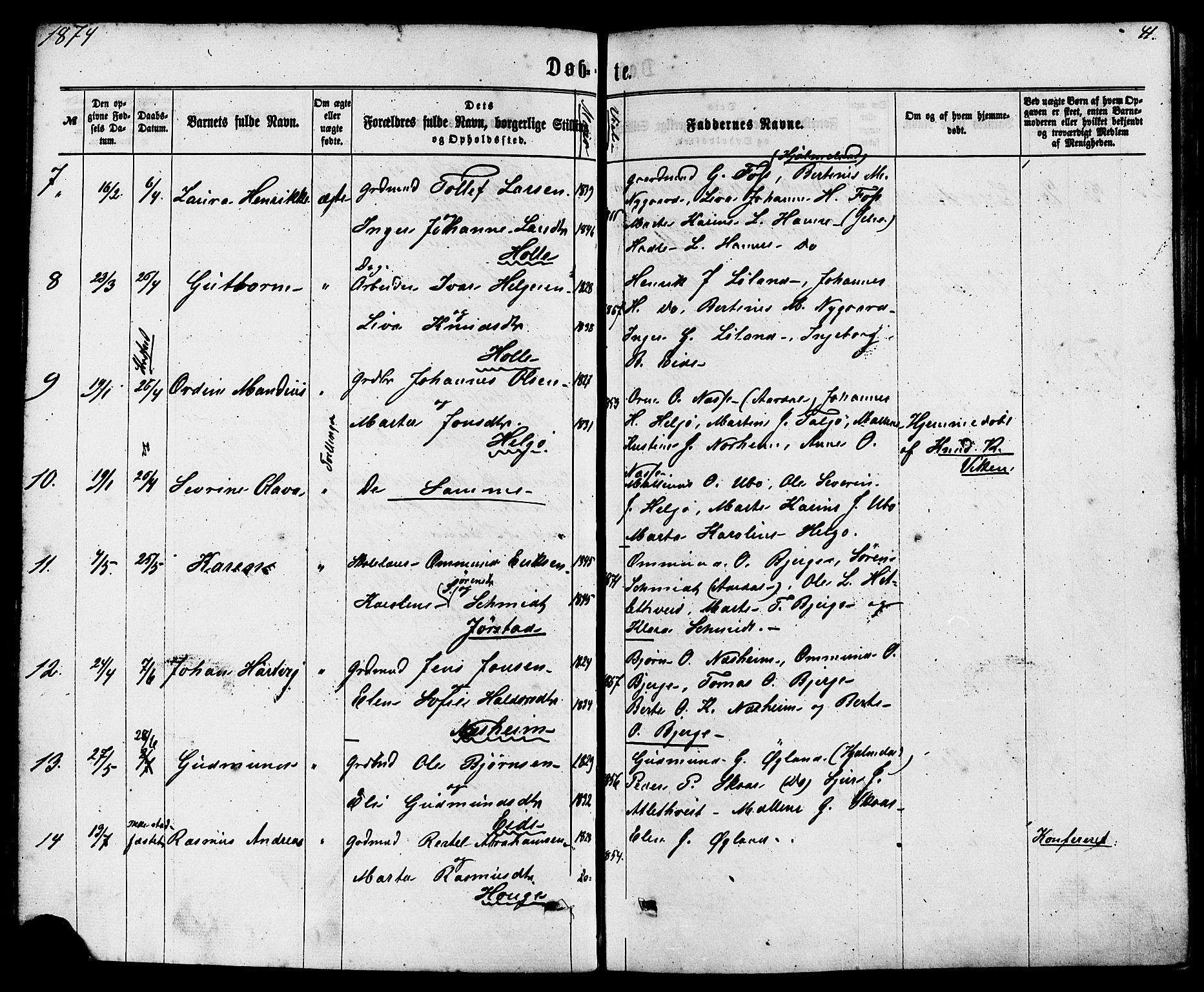 Nedstrand sokneprestkontor, AV/SAST-A-101841/01/IV: Parish register (official) no. A 10, 1861-1887, p. 41