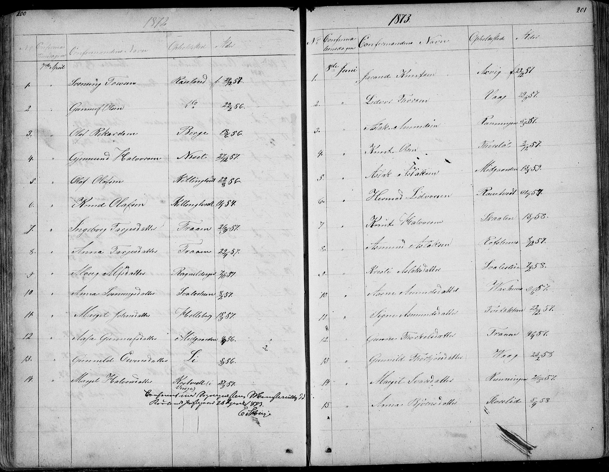 Rauland kirkebøker, AV/SAKO-A-292/G/Ga/L0002: Parish register (copy) no. I 2, 1849-1935, p. 200-201