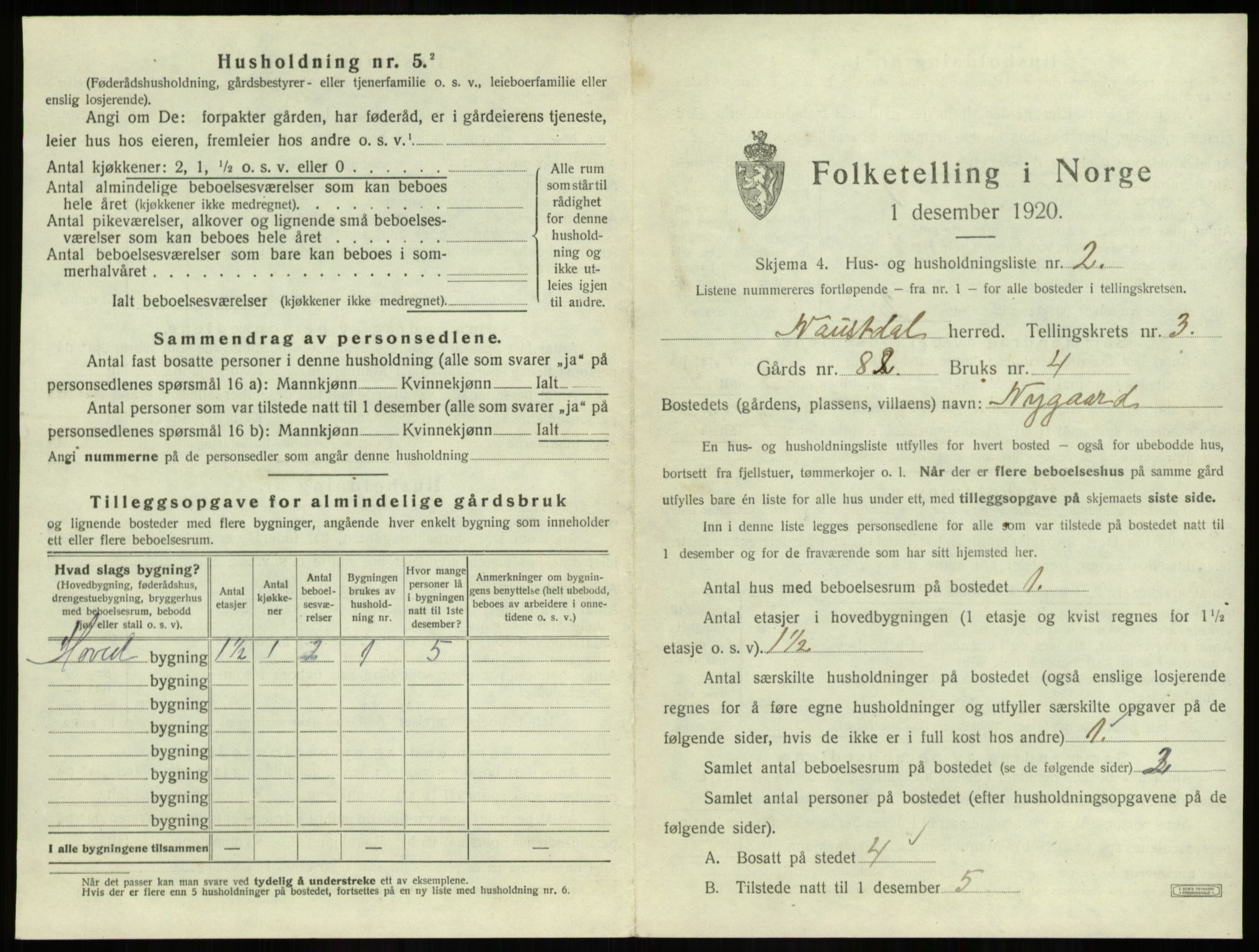 SAB, 1920 census for Naustdal, 1920, p. 151