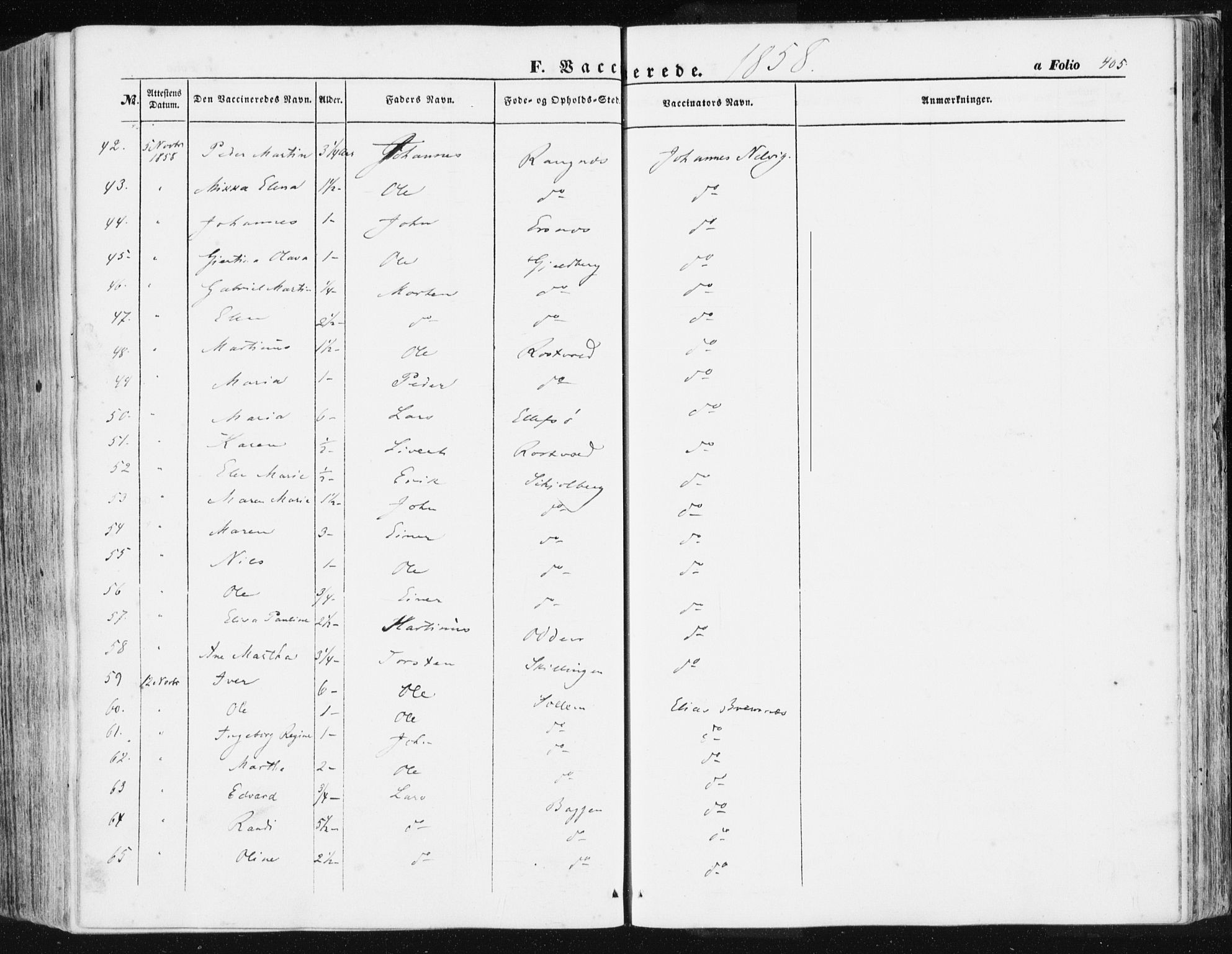 Ministerialprotokoller, klokkerbøker og fødselsregistre - Møre og Romsdal, AV/SAT-A-1454/581/L0937: Parish register (official) no. 581A05, 1853-1872, p. 405