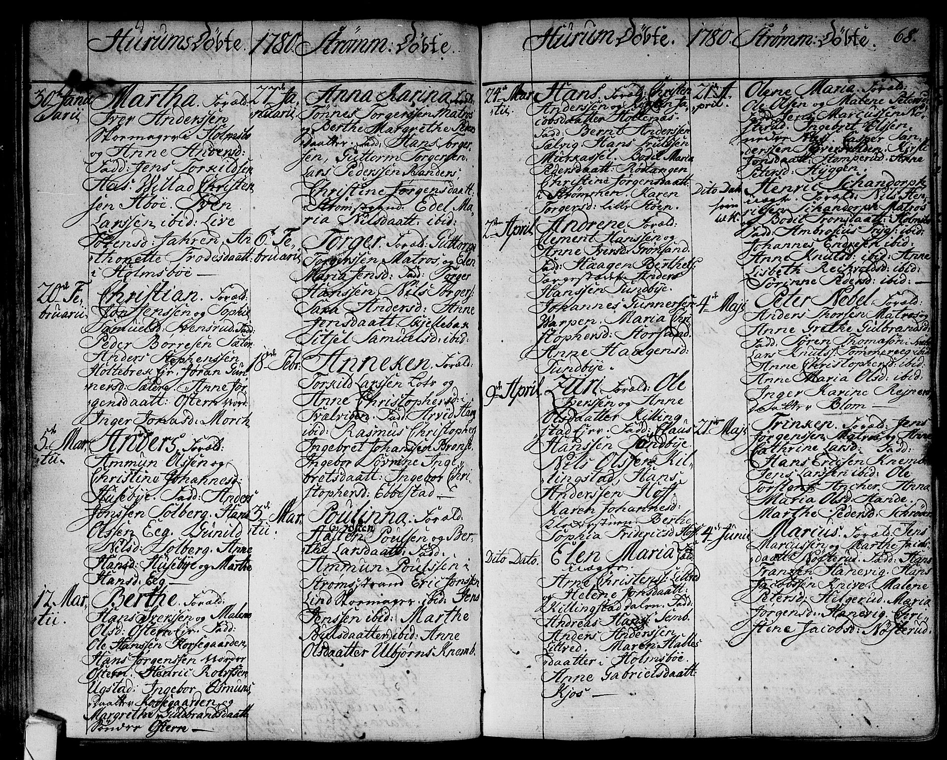 Hurum kirkebøker, SAKO/A-229/F/Fa/L0007: Parish register (official) no. 7, 1771-1810, p. 68