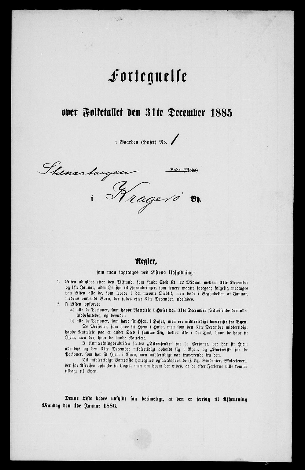 SAKO, 1885 census for 0801 Kragerø, 1885, p. 2