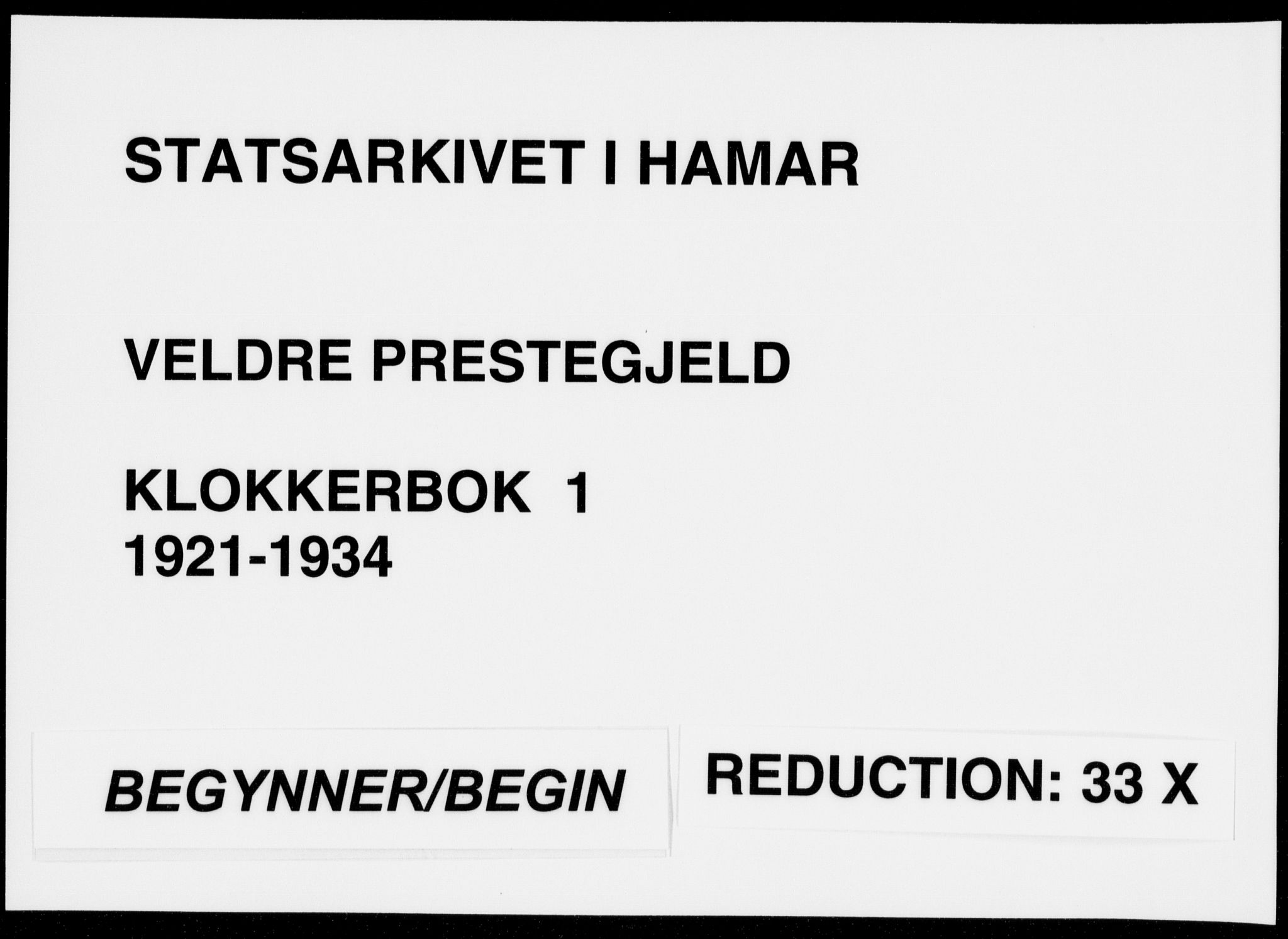 Veldre prestekontor, AV/SAH-PREST-018/L/La/L0001: Parish register (copy) no. 1, 1921-1934