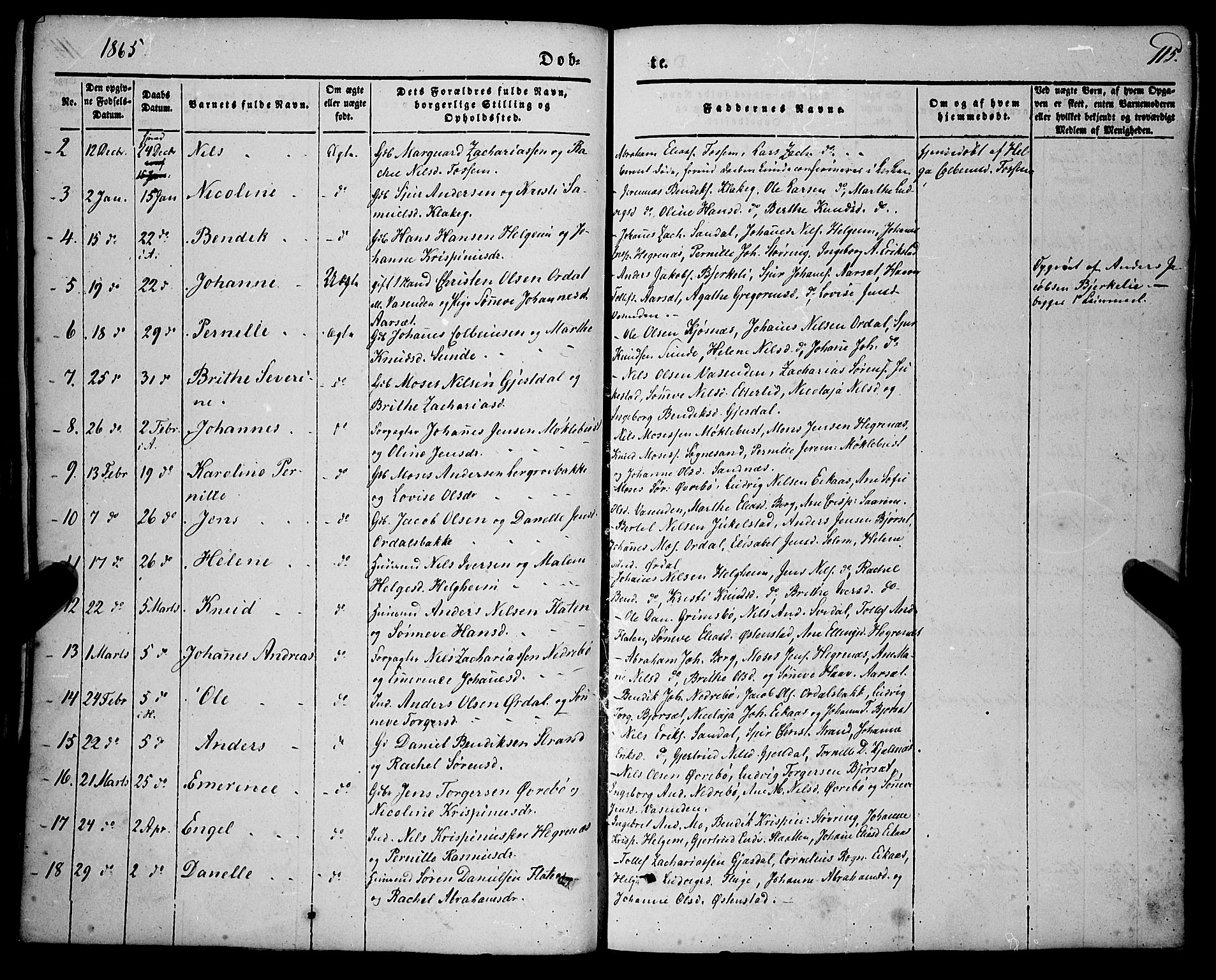 Jølster sokneprestembete, SAB/A-80701/H/Haa/Haaa/L0010: Parish register (official) no. A 10, 1847-1865, p. 115