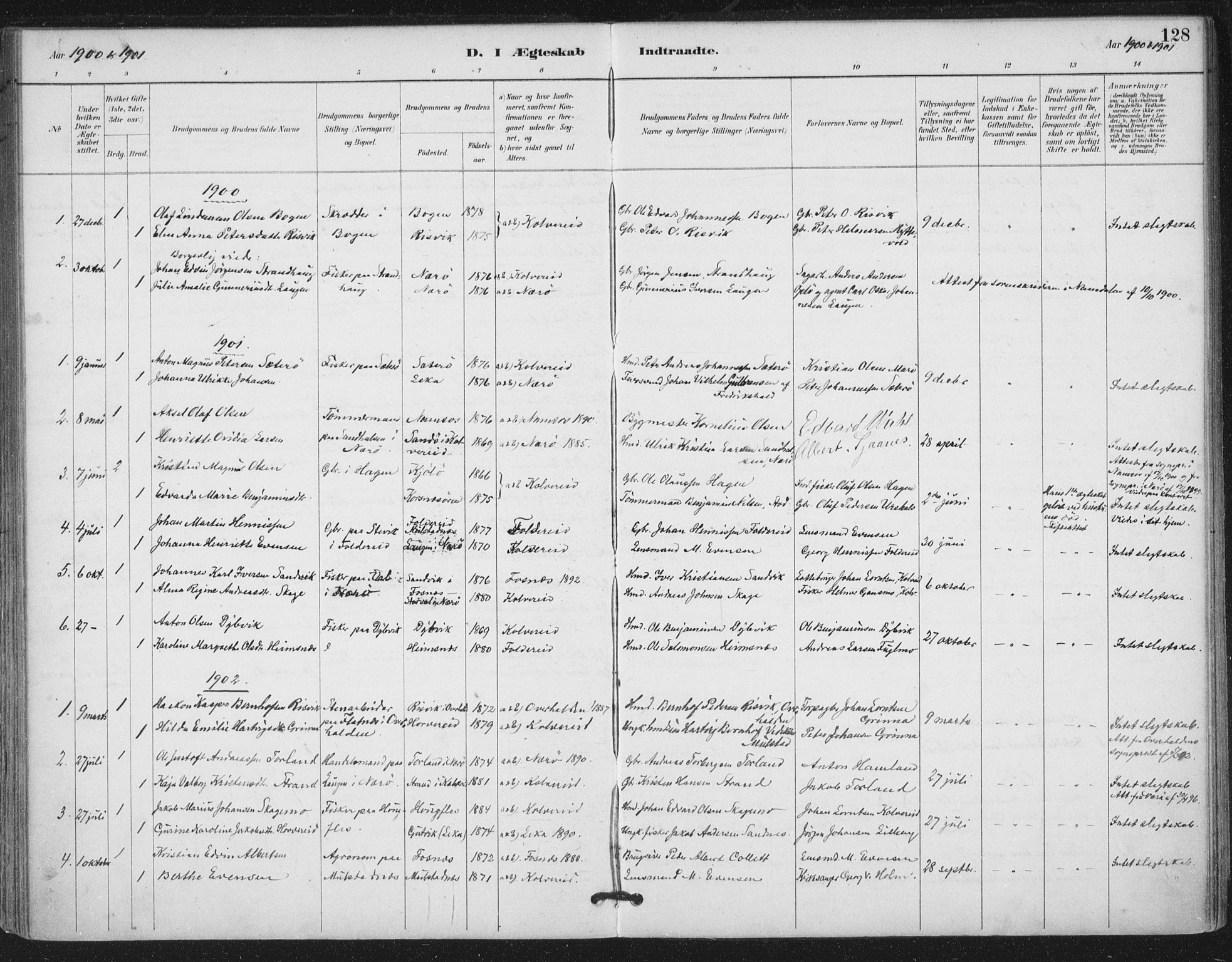 Ministerialprotokoller, klokkerbøker og fødselsregistre - Nord-Trøndelag, SAT/A-1458/780/L0644: Parish register (official) no. 780A08, 1886-1903, p. 128