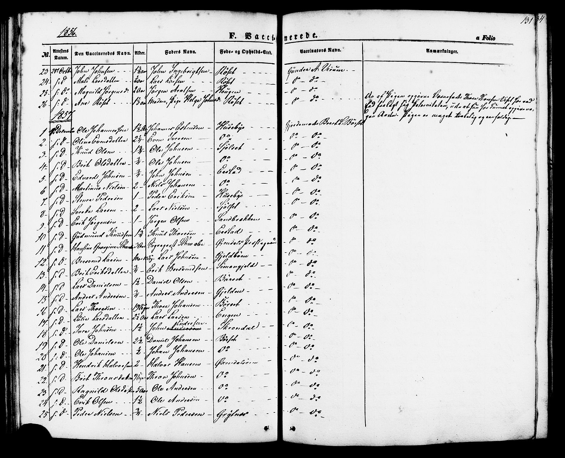 Ministerialprotokoller, klokkerbøker og fødselsregistre - Møre og Romsdal, AV/SAT-A-1454/588/L1004: Parish register (official) no. 588A01, 1854-1870, p. 131