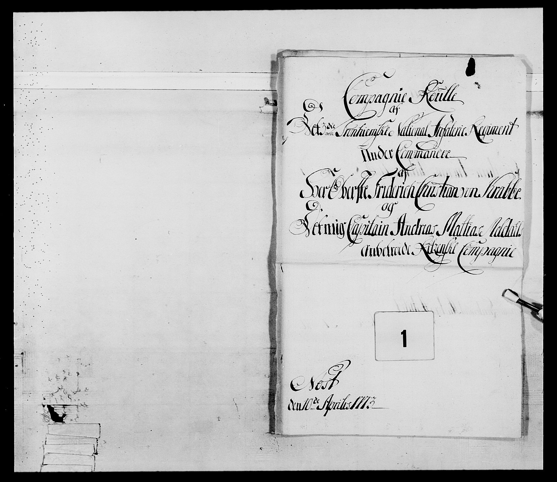 Generalitets- og kommissariatskollegiet, Det kongelige norske kommissariatskollegium, AV/RA-EA-5420/E/Eh/L0085: 3. Trondheimske nasjonale infanteriregiment, 1773-1775, p. 9