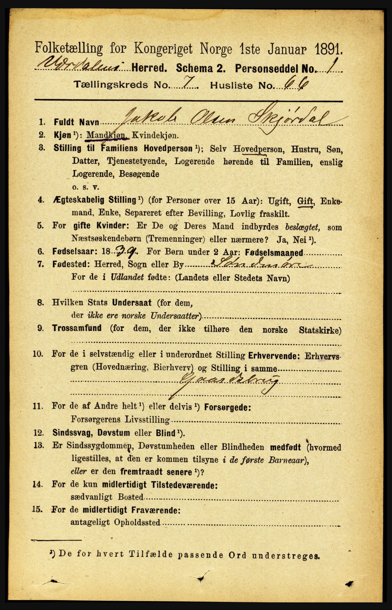 RA, 1891 census for 1721 Verdal, 1891, p. 4324