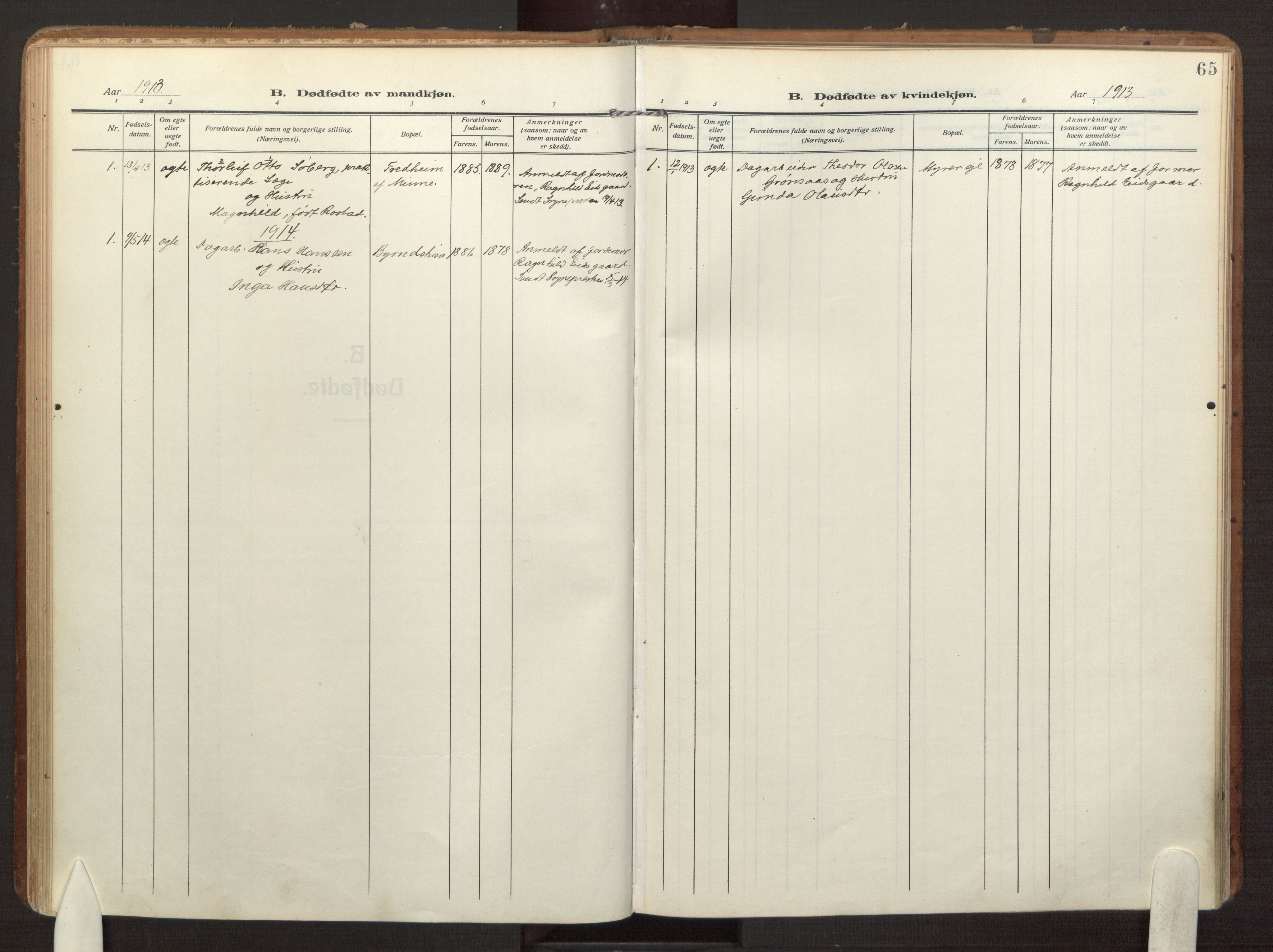 Eidsvoll prestekontor Kirkebøker, SAO/A-10888/F/Fb: Parish register (official) no. II 4, 1909-1919, p. 65