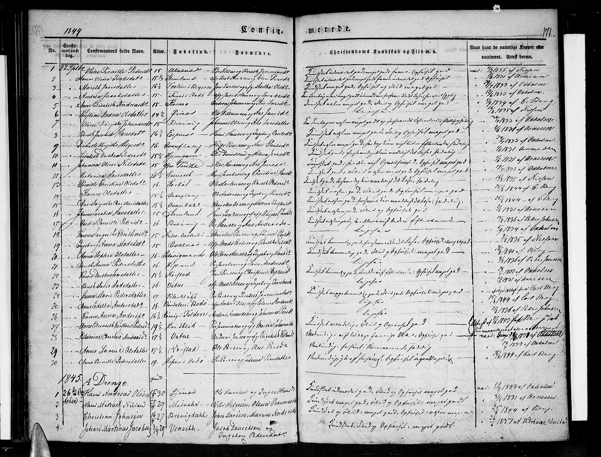 Ministerialprotokoller, klokkerbøker og fødselsregistre - Nordland, AV/SAT-A-1459/852/L0737: Parish register (official) no. 852A07, 1833-1849, p. 171