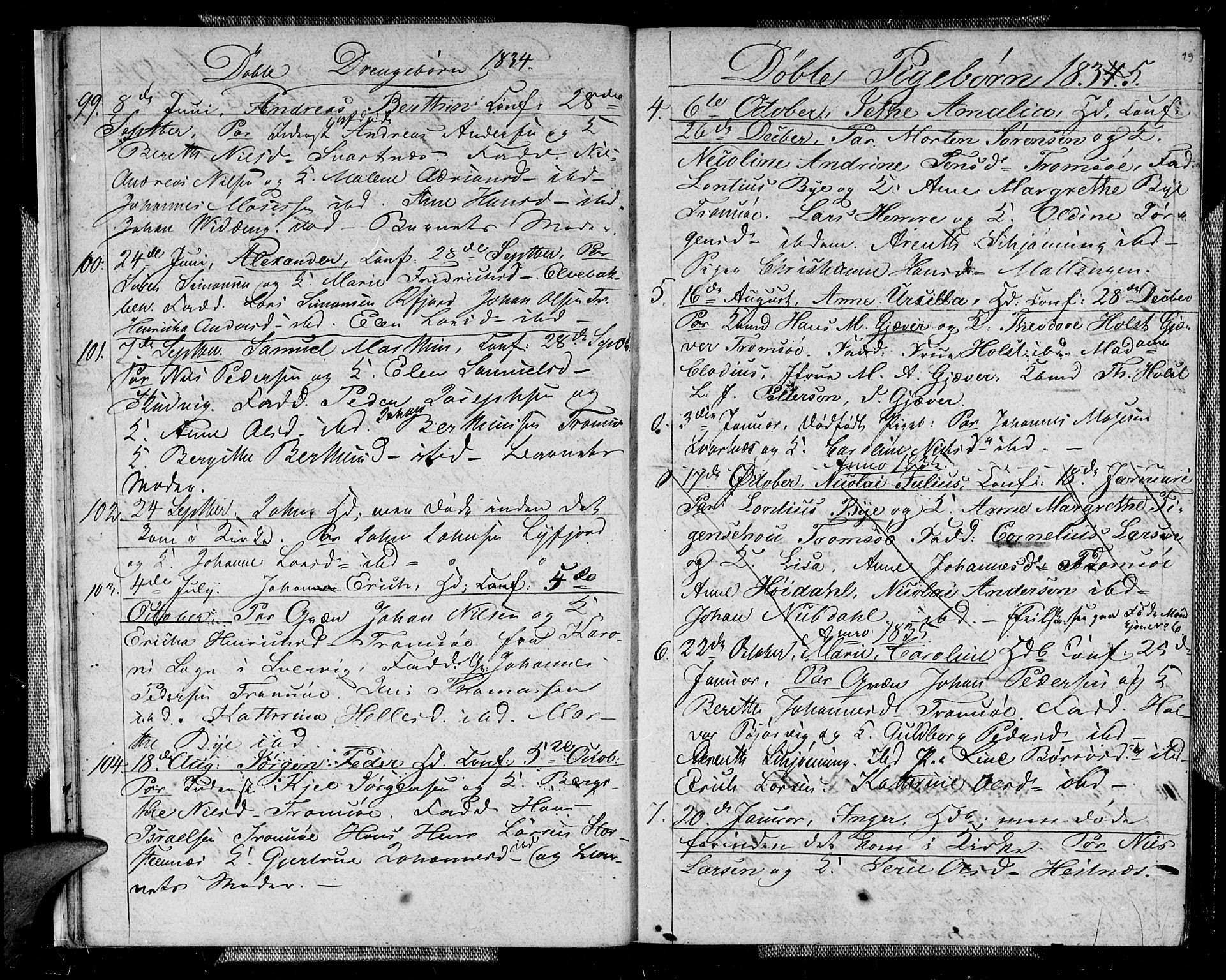 Tromsø sokneprestkontor/stiftsprosti/domprosti, AV/SATØ-S-1343/G/Gb/L0003klokker: Parish register (copy) no. 3, 1833-1836, p. 19