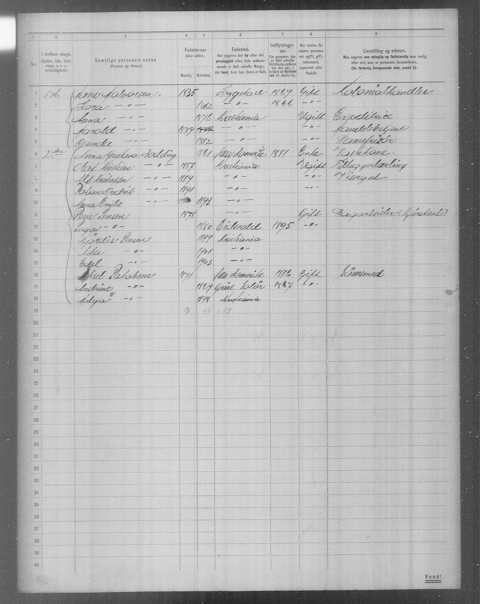 OBA, Municipal Census 1904 for Kristiania, 1904, p. 18093