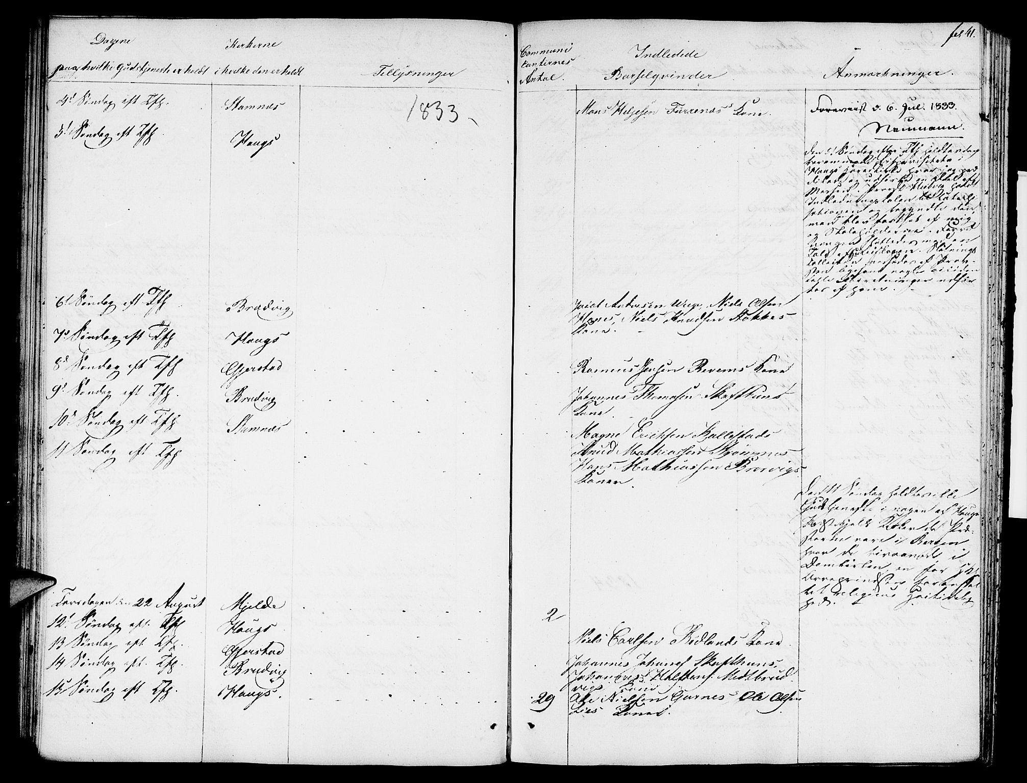 Haus sokneprestembete, AV/SAB-A-75601: Curate's parish register no. A 1, 1821-1841, p. 41