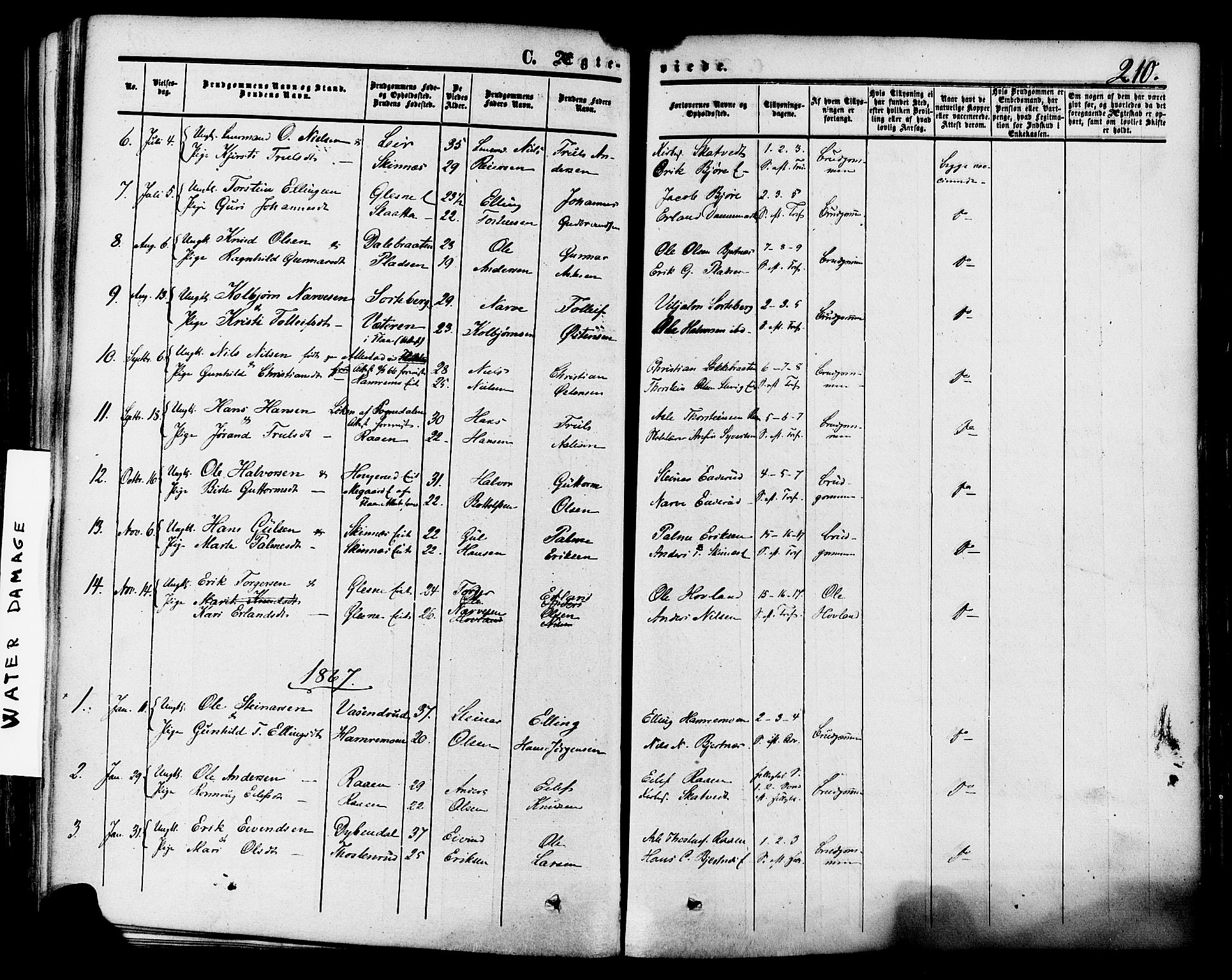 Krødsherad kirkebøker, SAKO/A-19/F/Fa/L0003: Parish register (official) no. 3, 1851-1872, p. 210