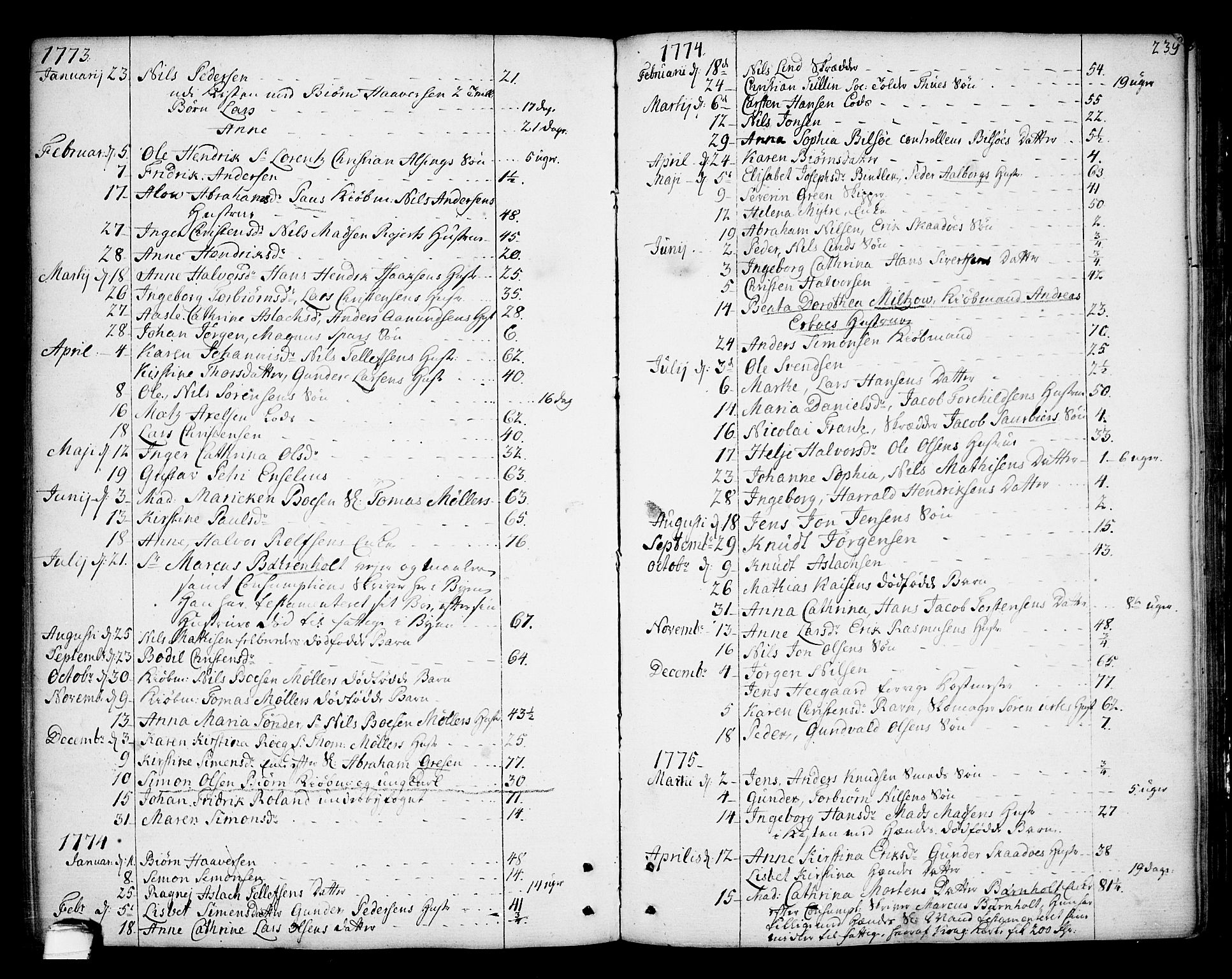 Kragerø kirkebøker, AV/SAKO-A-278/F/Fa/L0002: Parish register (official) no. 2, 1767-1802, p. 239