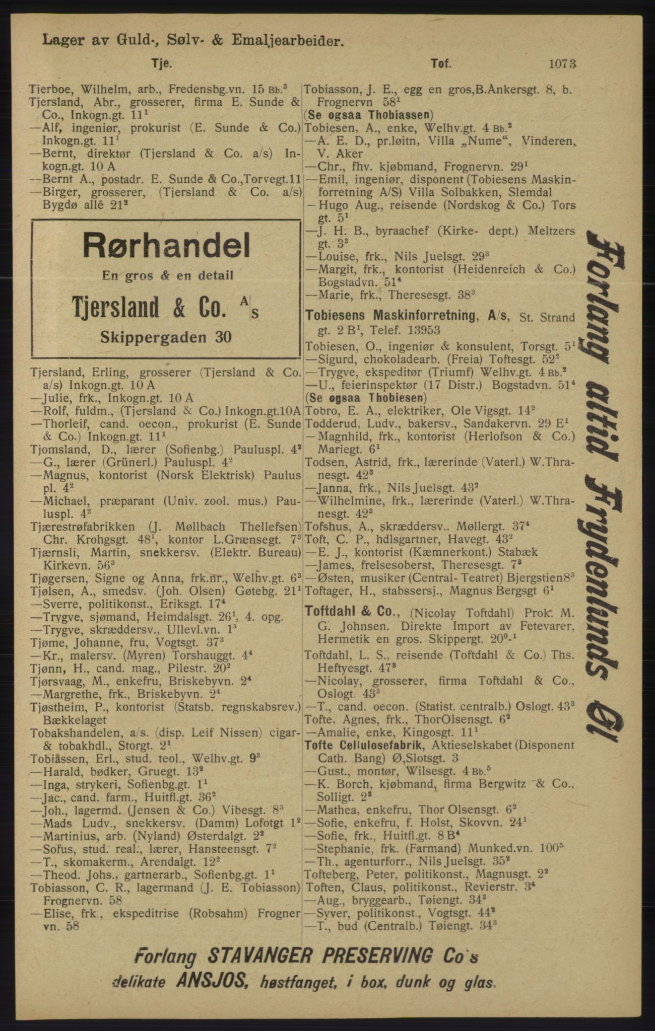 Kristiania/Oslo adressebok, PUBL/-, 1913, p. 1085