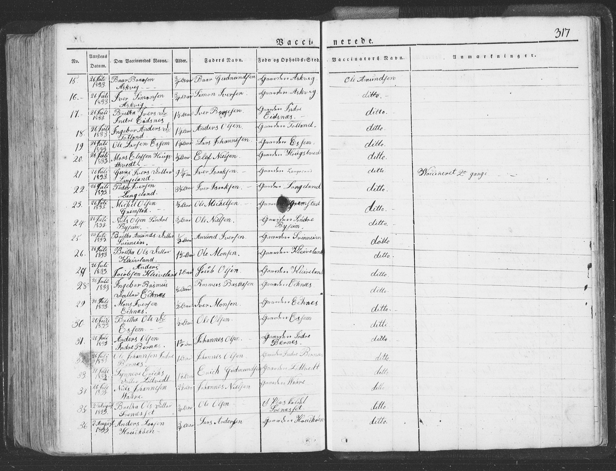 Hosanger sokneprestembete, AV/SAB-A-75801/H/Haa: Parish register (official) no. A 6, 1824-1835, p. 317