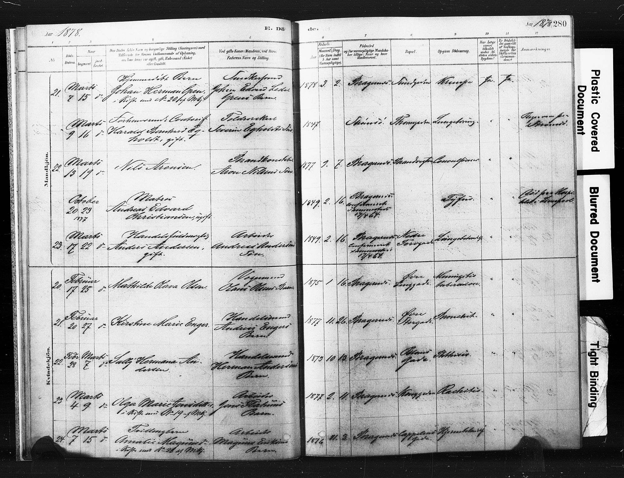 Bragernes kirkebøker, AV/SAKO-A-6/F/Fb/L0006b: Parish register (official) no. II 6B, 1878-1885, p. 280