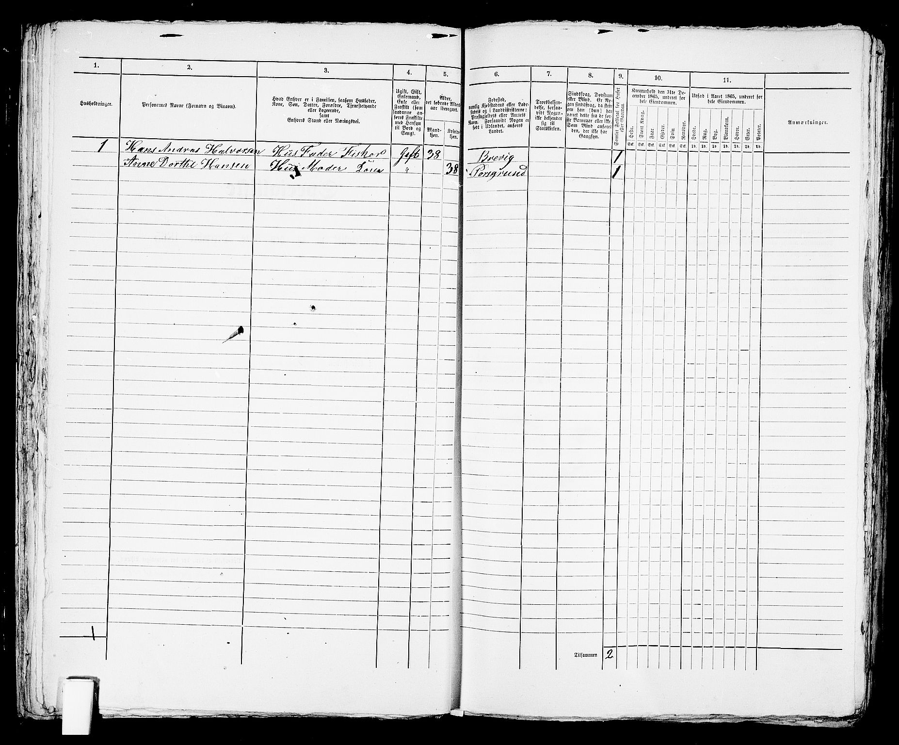 RA, 1865 census for Brevik, 1865, p. 41